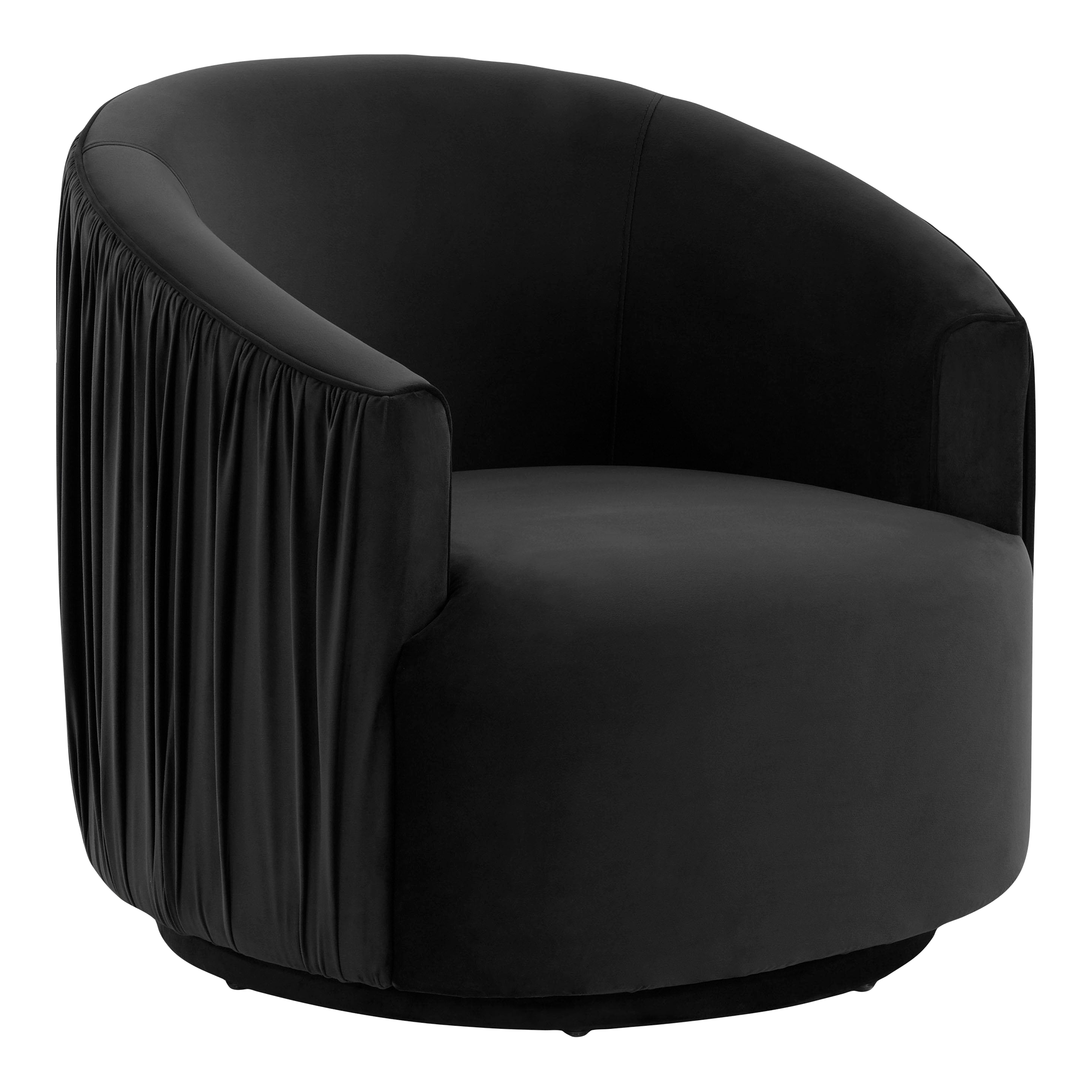 London Black Pleated Velvet Swivel Chair Chairish
