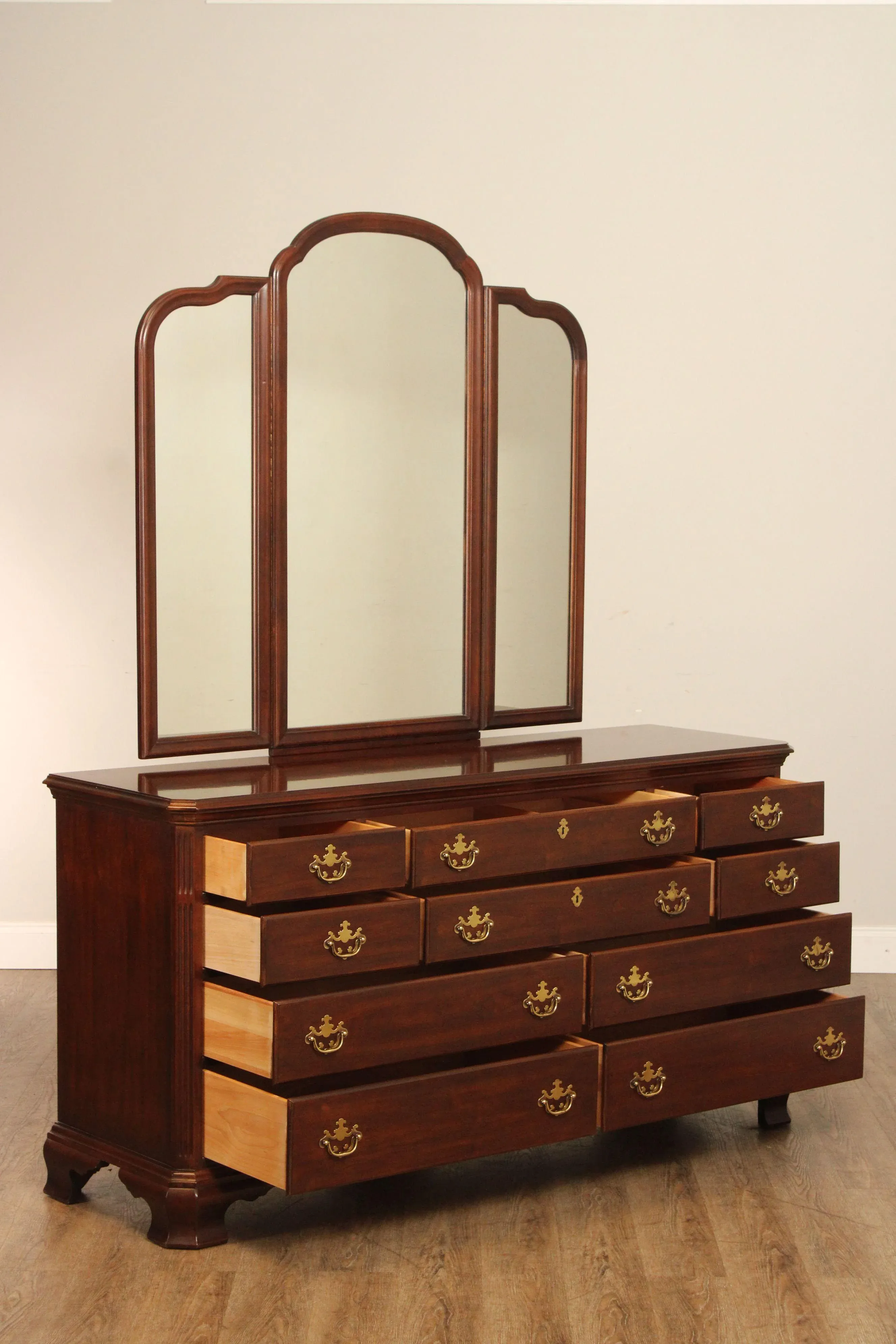 Vintage Drexel Heritage Cherry Dresser with Mirror | Chairish