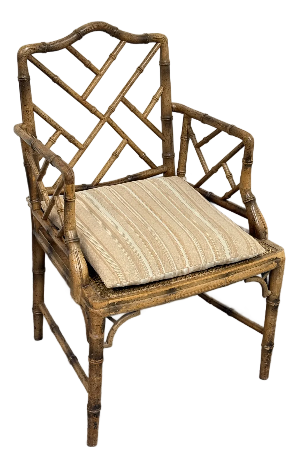 Chinese Chippendale Faux Bamboo Arm Chair