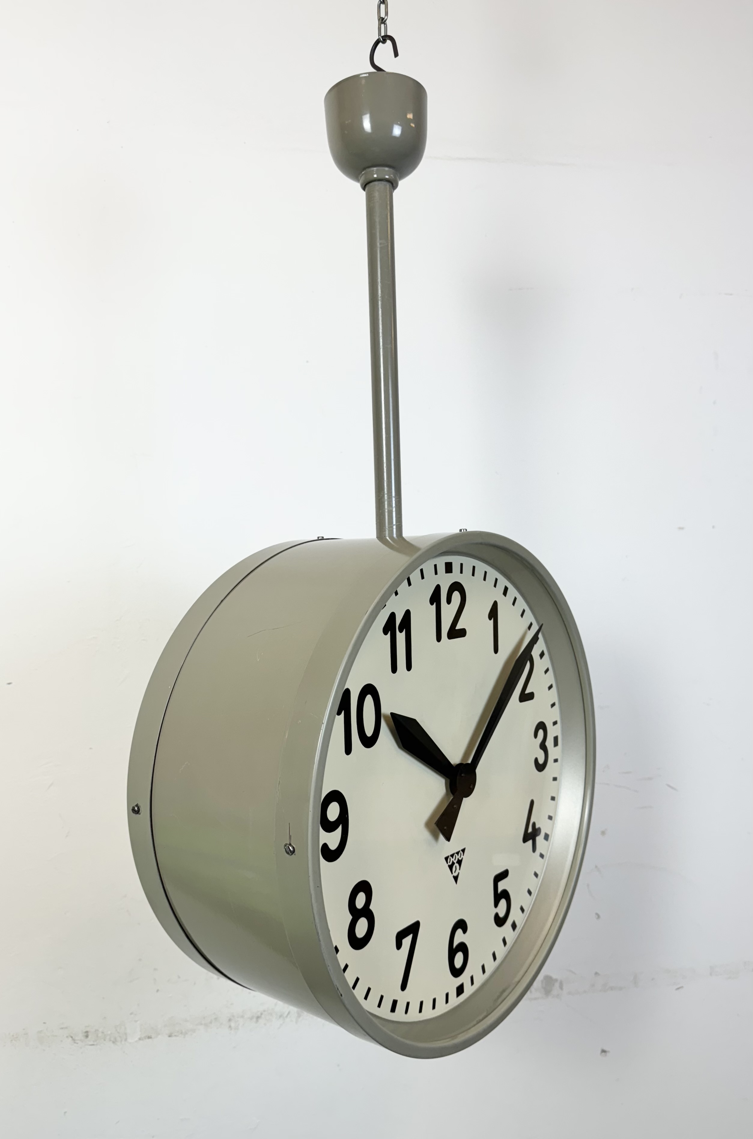 Large Industrial Double Sided Railway Clock from Pragotron, 1960s