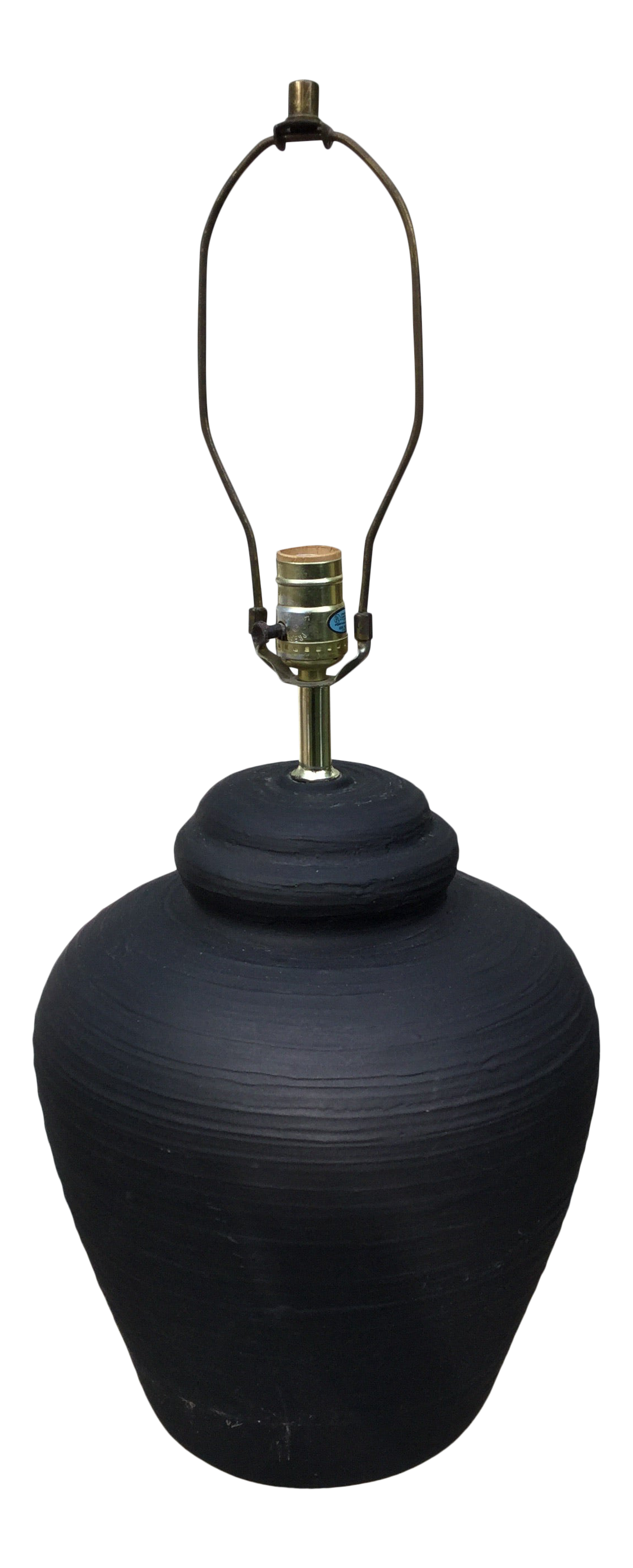 Vintage S M Industries Clay Chalkware Black Beehive Ginger Jar Lamp Chairish