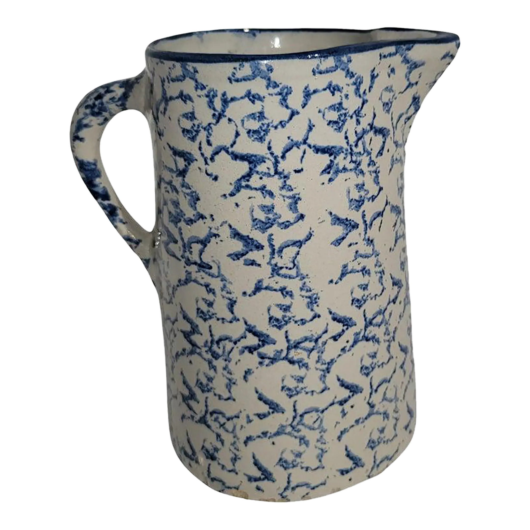 19thc Spongeware Pottery Pitcher