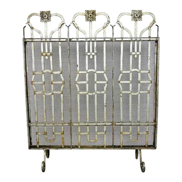 1940s Hand Iron Fireplace Screen Chairish