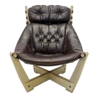 Vintage Luna Lounge Chair 　 Odd Knutsen Odd Knutsen Mid Century Luna Leather Lounge Chairs – Pair