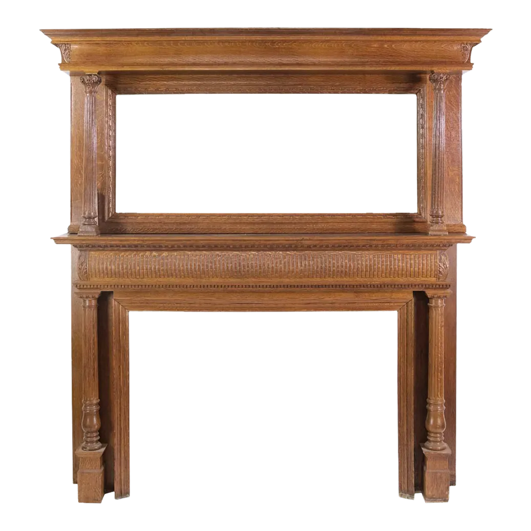 Antique Tiger Oak Egg & Dart Detail Mirrored Mantel Chairish