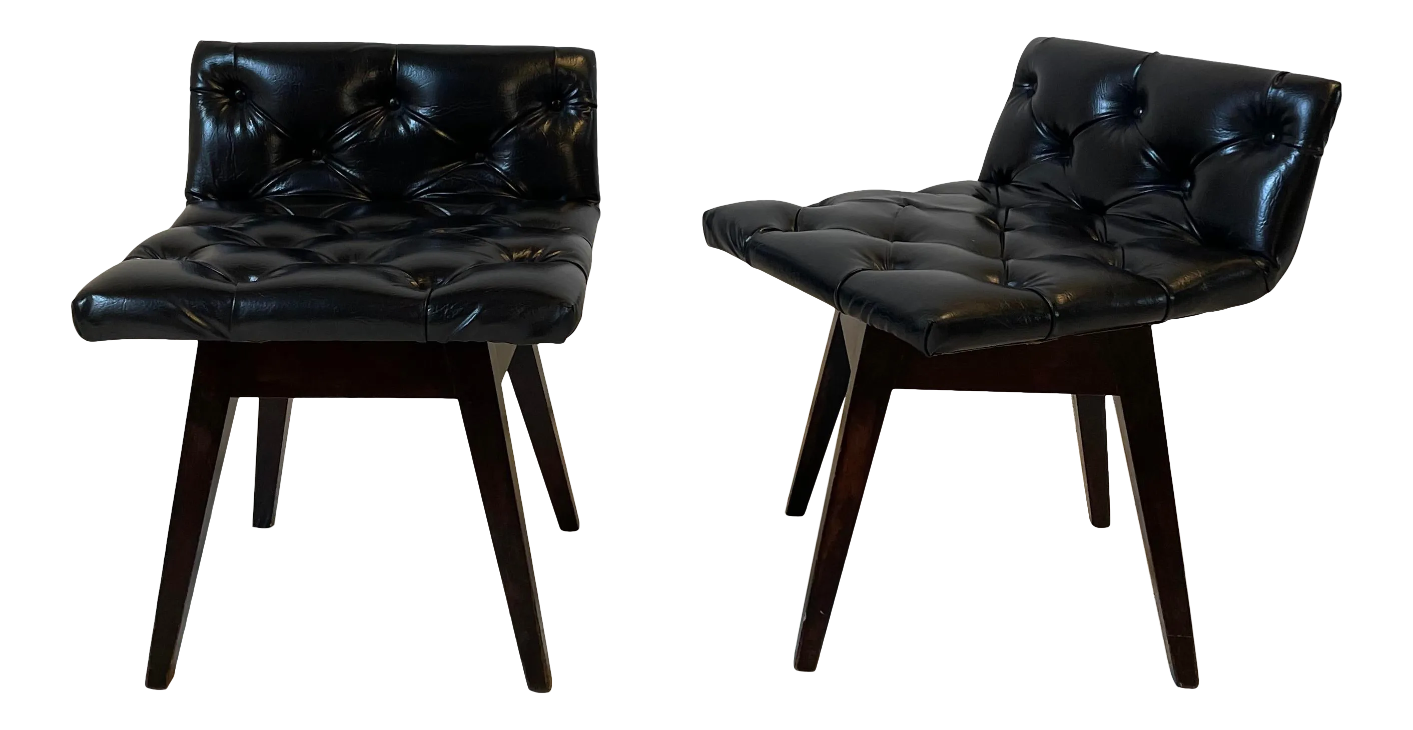 Vintage Mid Century Vinyl Stool Chairs a Pair Chairish