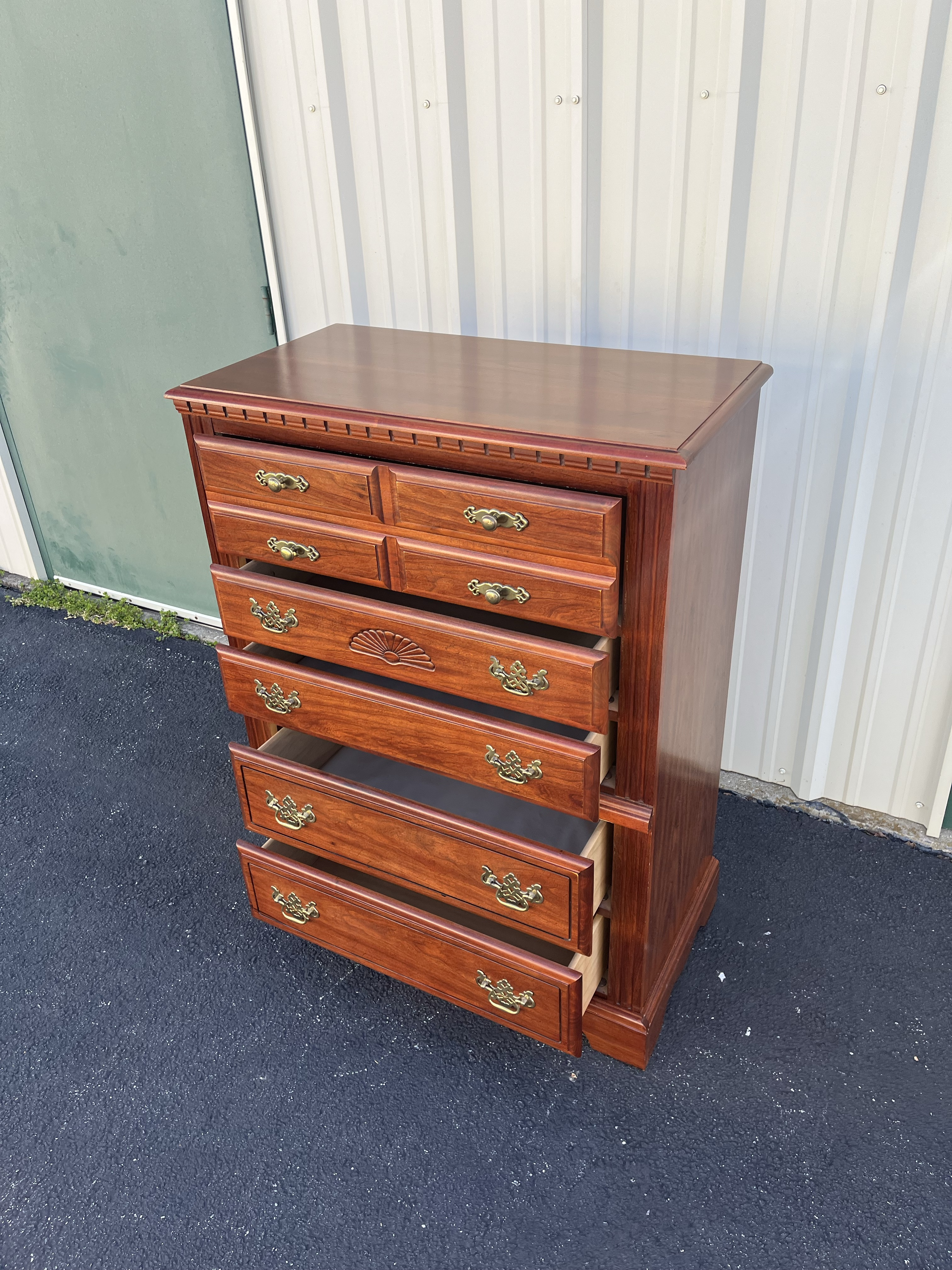 Broyhill Cherry 5-Drawer Tall Chest of Drawers | Chairish