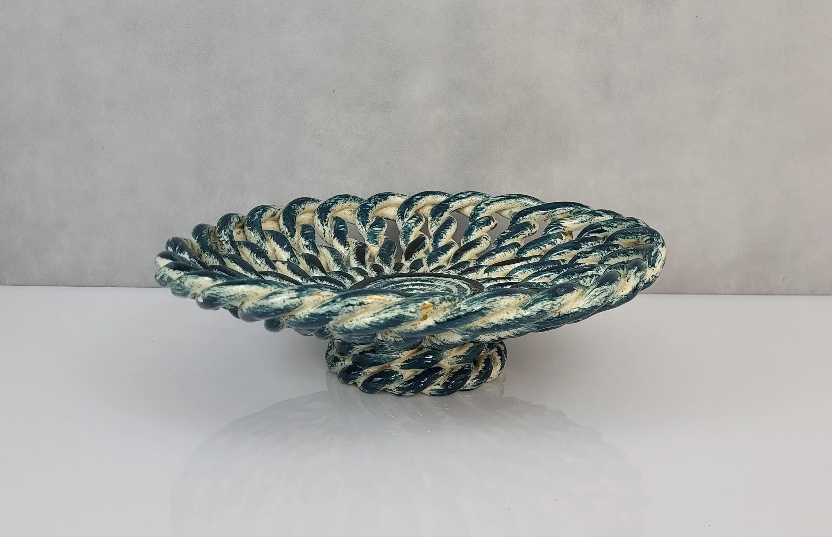 Woven Ceramic Basket from Vallauris, France, 1950s | Chairish