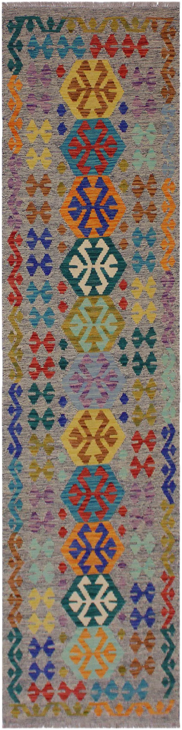Tribal Hand-Woven Kilim Wool Runner - 2\'7\
