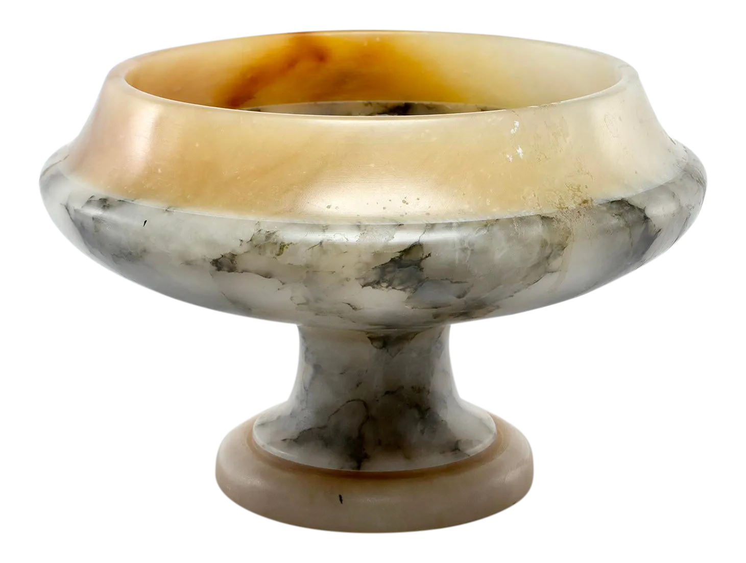 Bardiglio Marble and Alabaster Pedestal Bowl or Compote Chairish