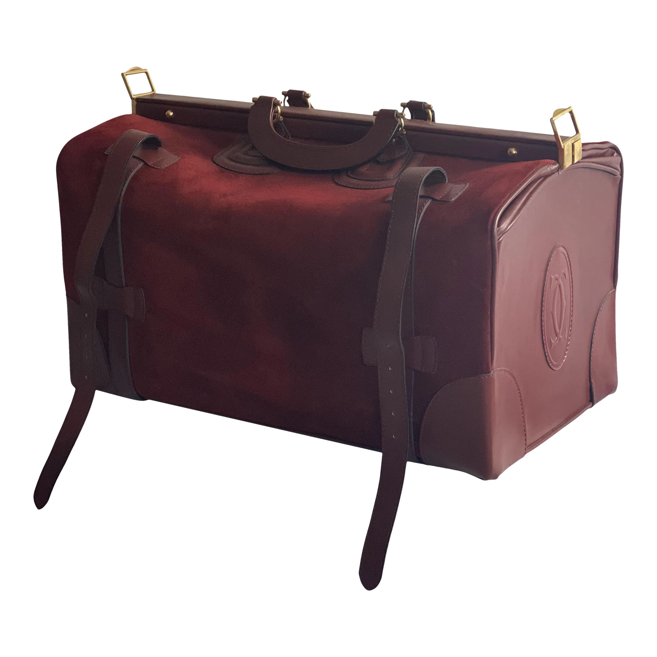 Cartier Le Must De Cartier Vintage 1984 Suede and Leather Red Signature Luggage Bag Chairish