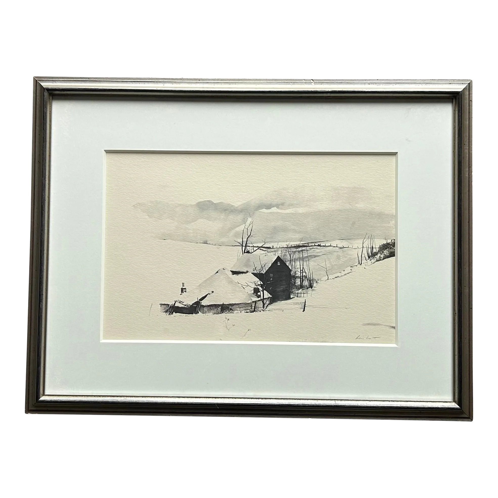 Vintage Andrew Wyeth Landscape Print “The Corner” Matted