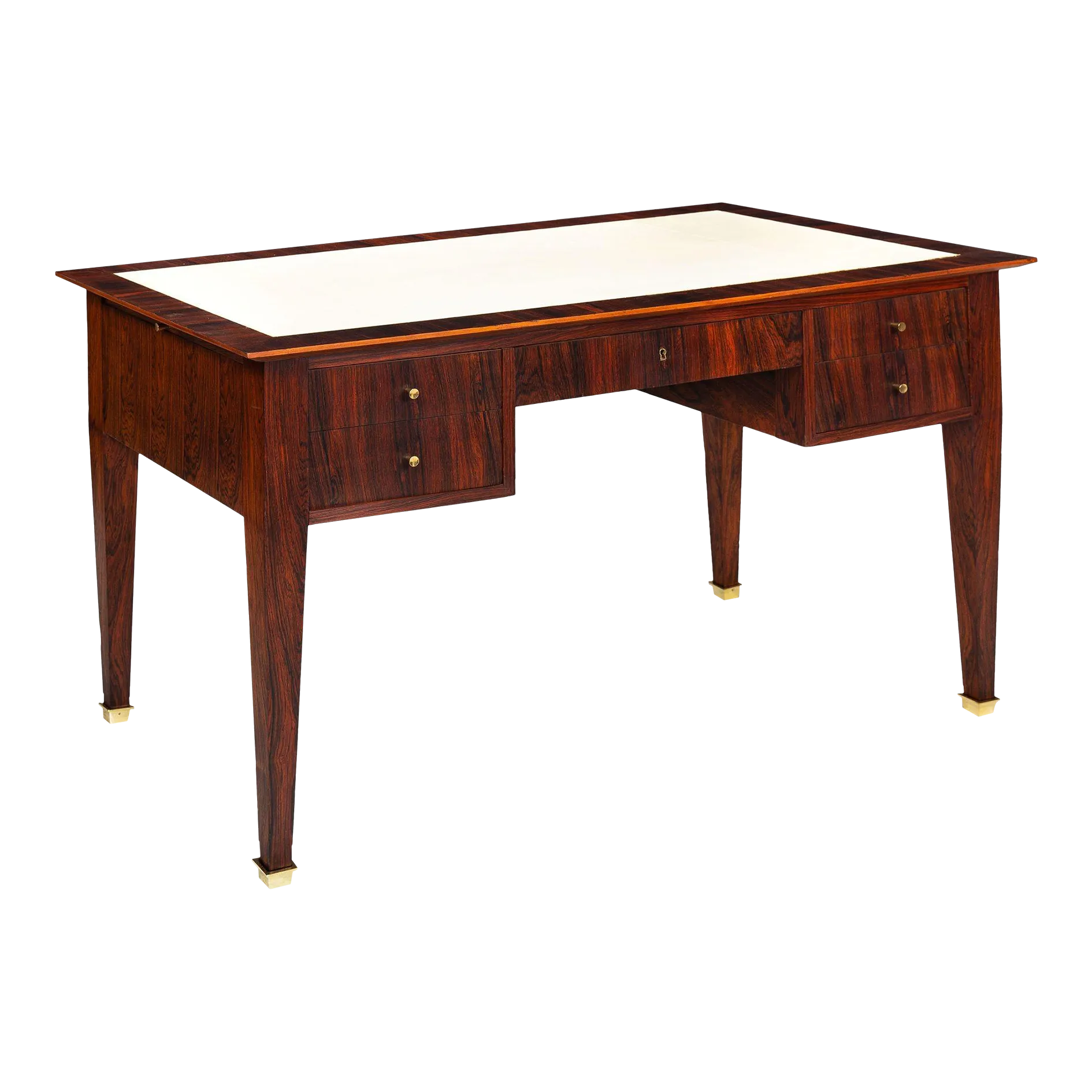 French Antique Art Deco Macassar Bureau Plat Writing Desk Circa 1930