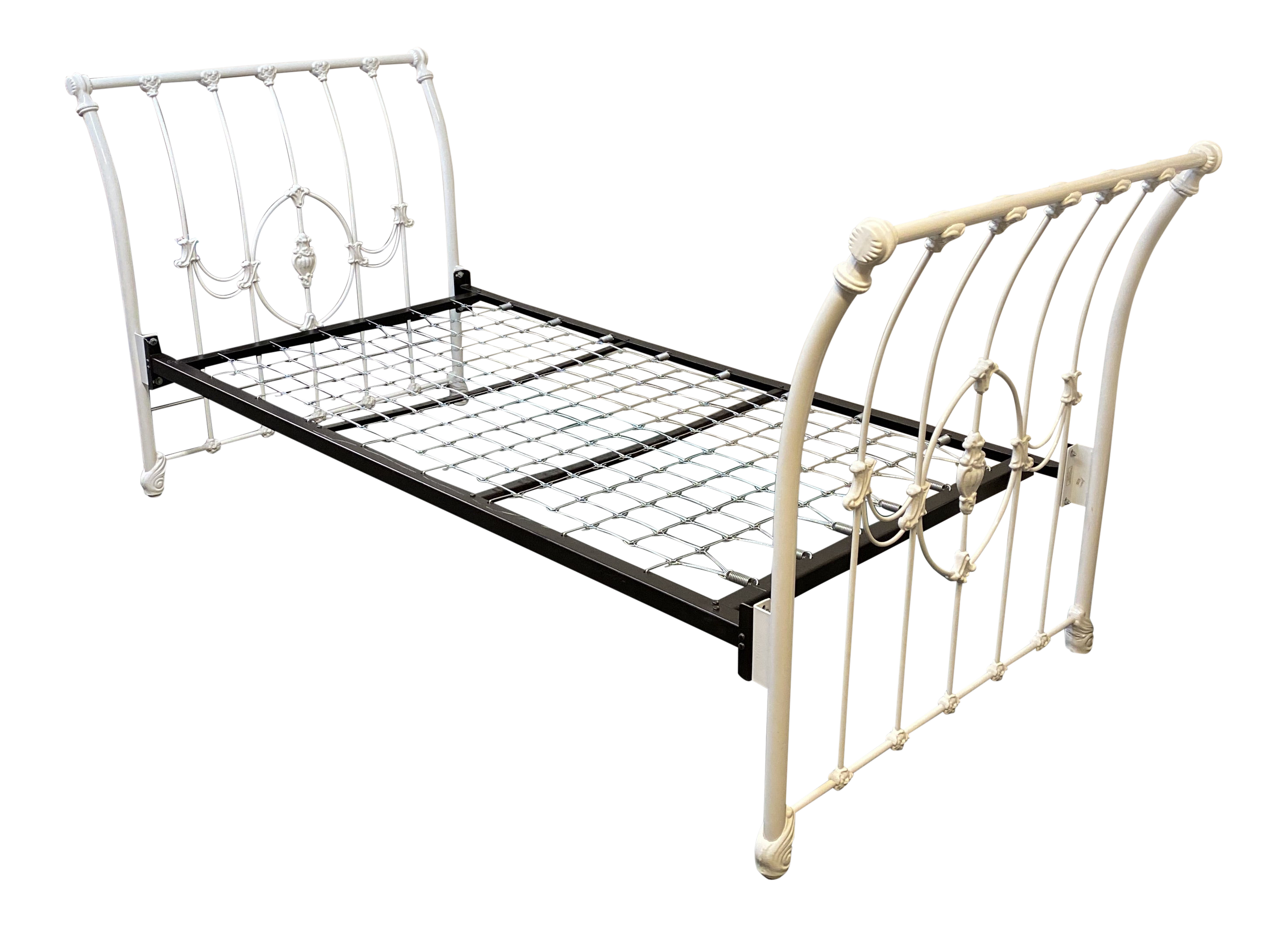 Elliot's Design White Iron Bed, Twin + Trundle | Chairish