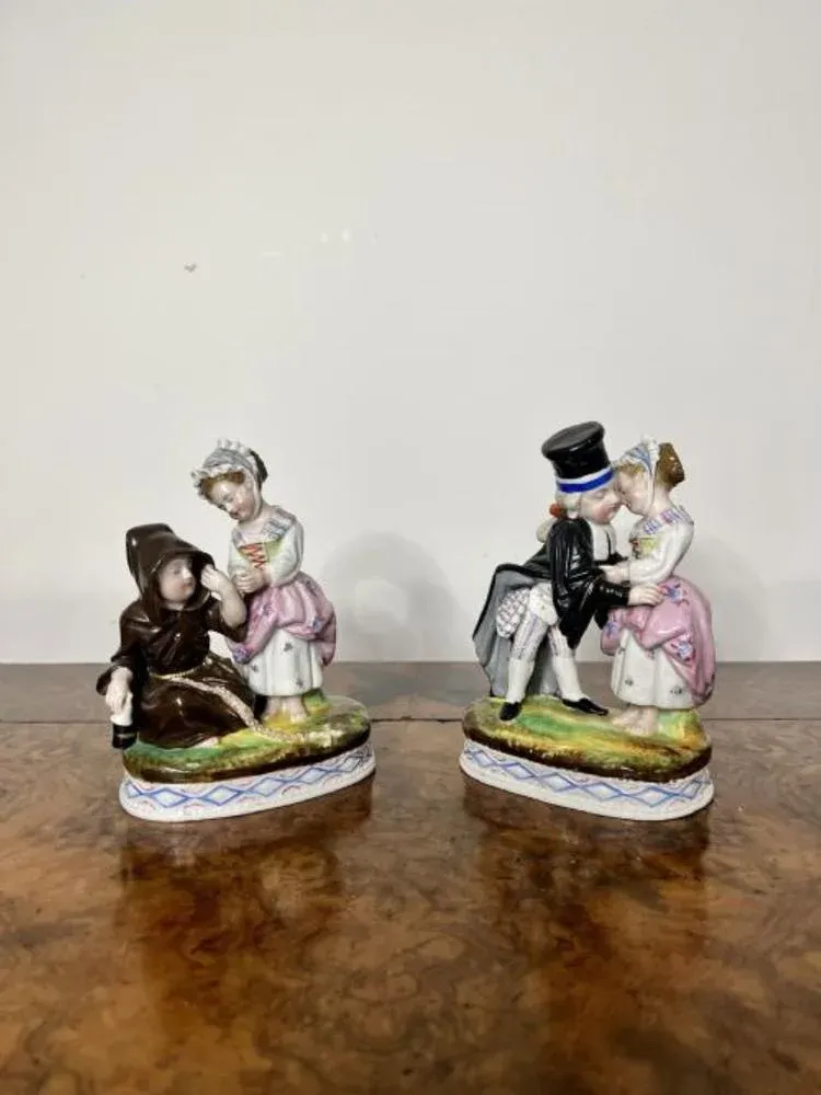 Victorian Continental Porcelain Figures, 1880s, Set of 2
