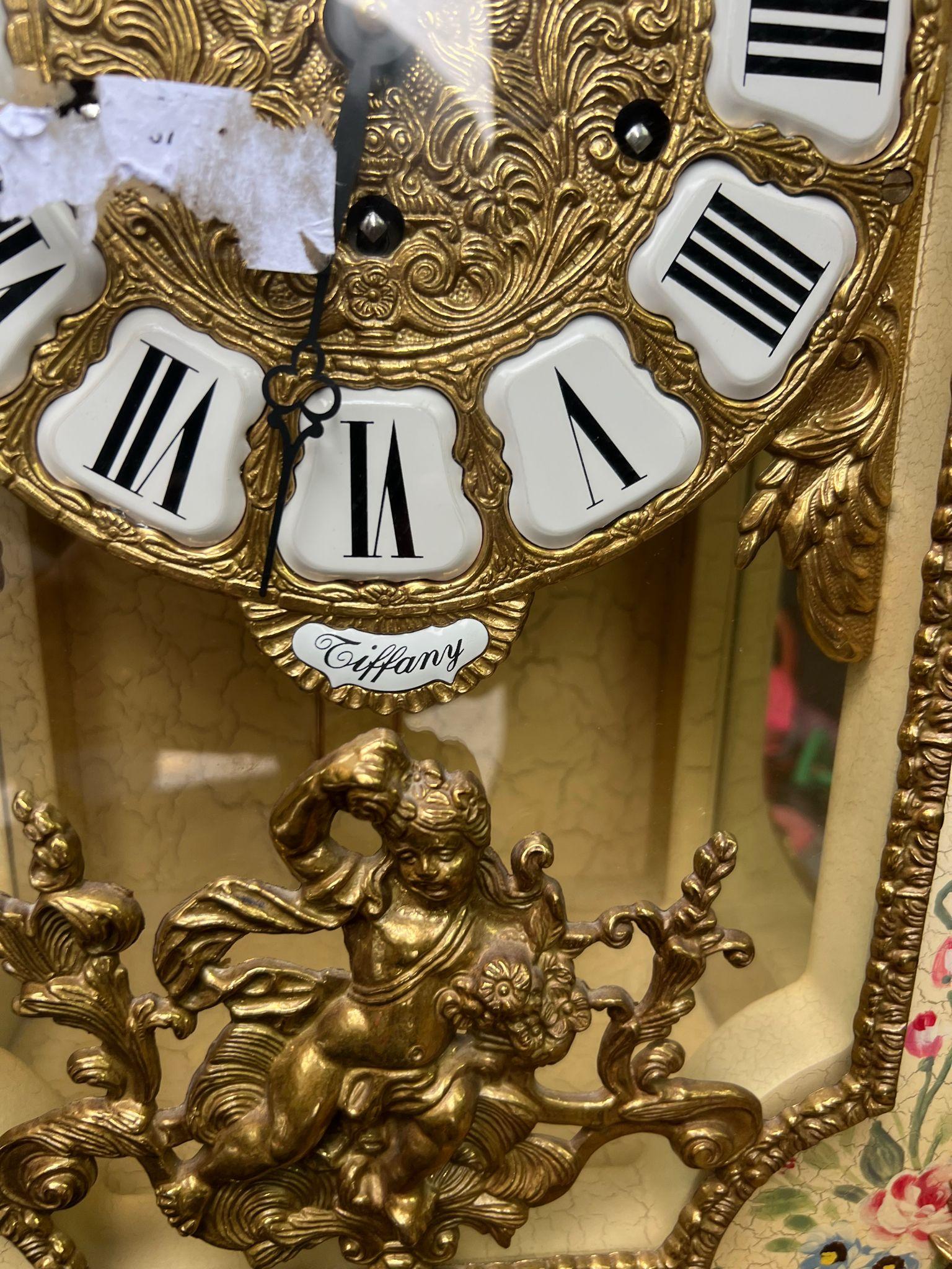 Vintage-Tiffany Mantle Shelf Clock Franz Hermle Made in Italy 1978