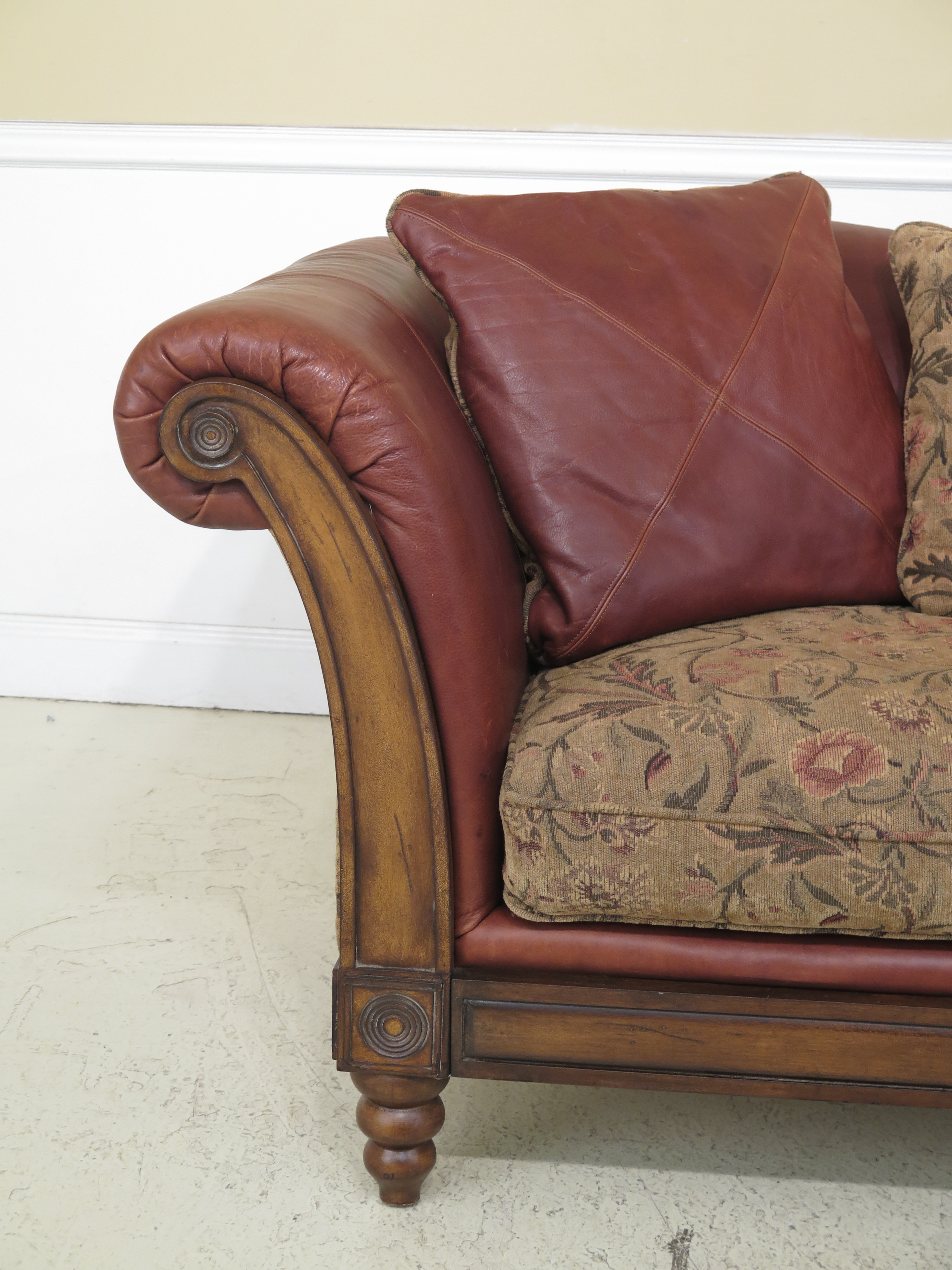 Modern Lloyds Leather Upholstered Rustic Sofa Chairish