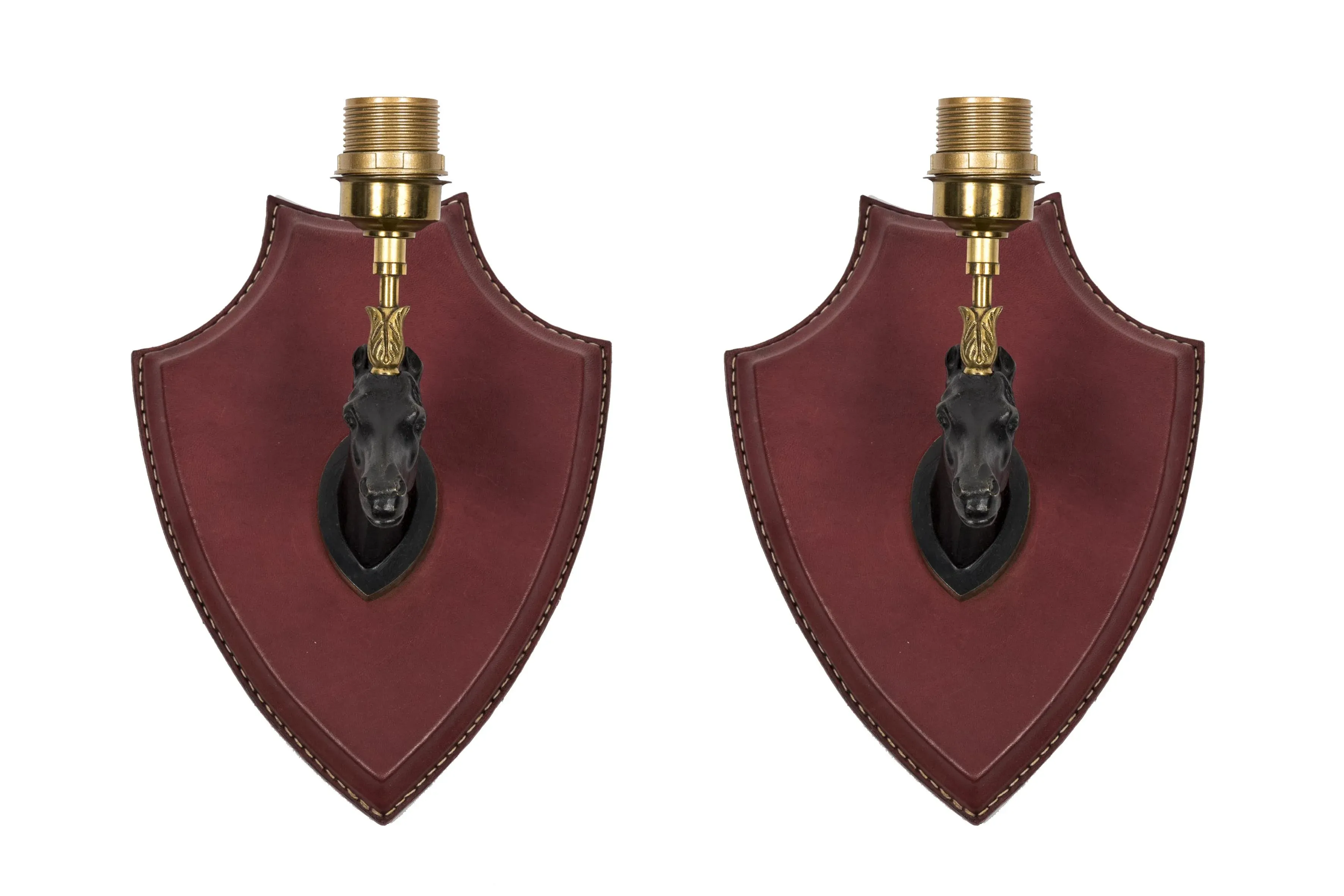 Leather Wall Lights by Jacques Adnet, 1950s, Set of 2