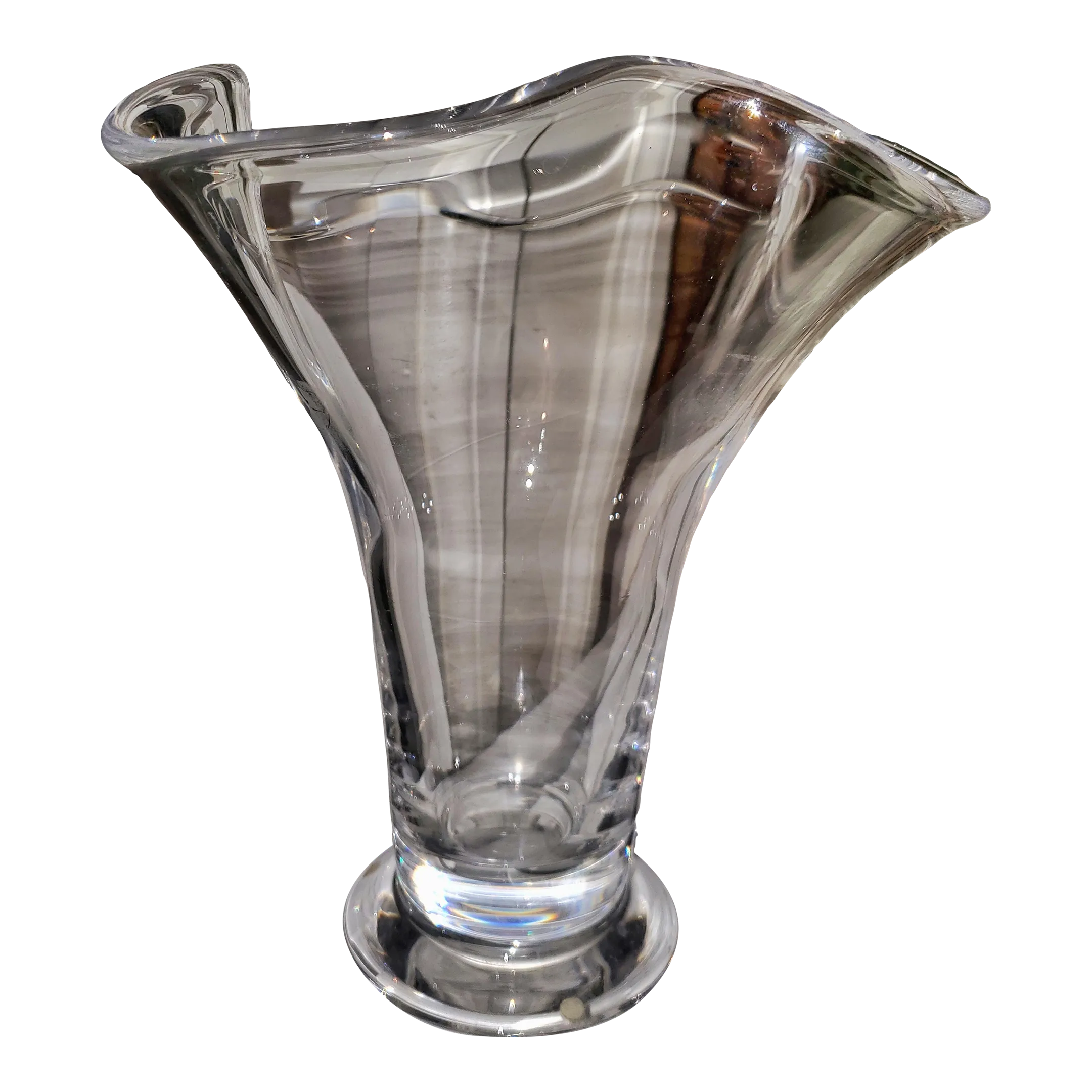 Late 20th Century Orrefors Signed Art Glass Chanterelle Vase by