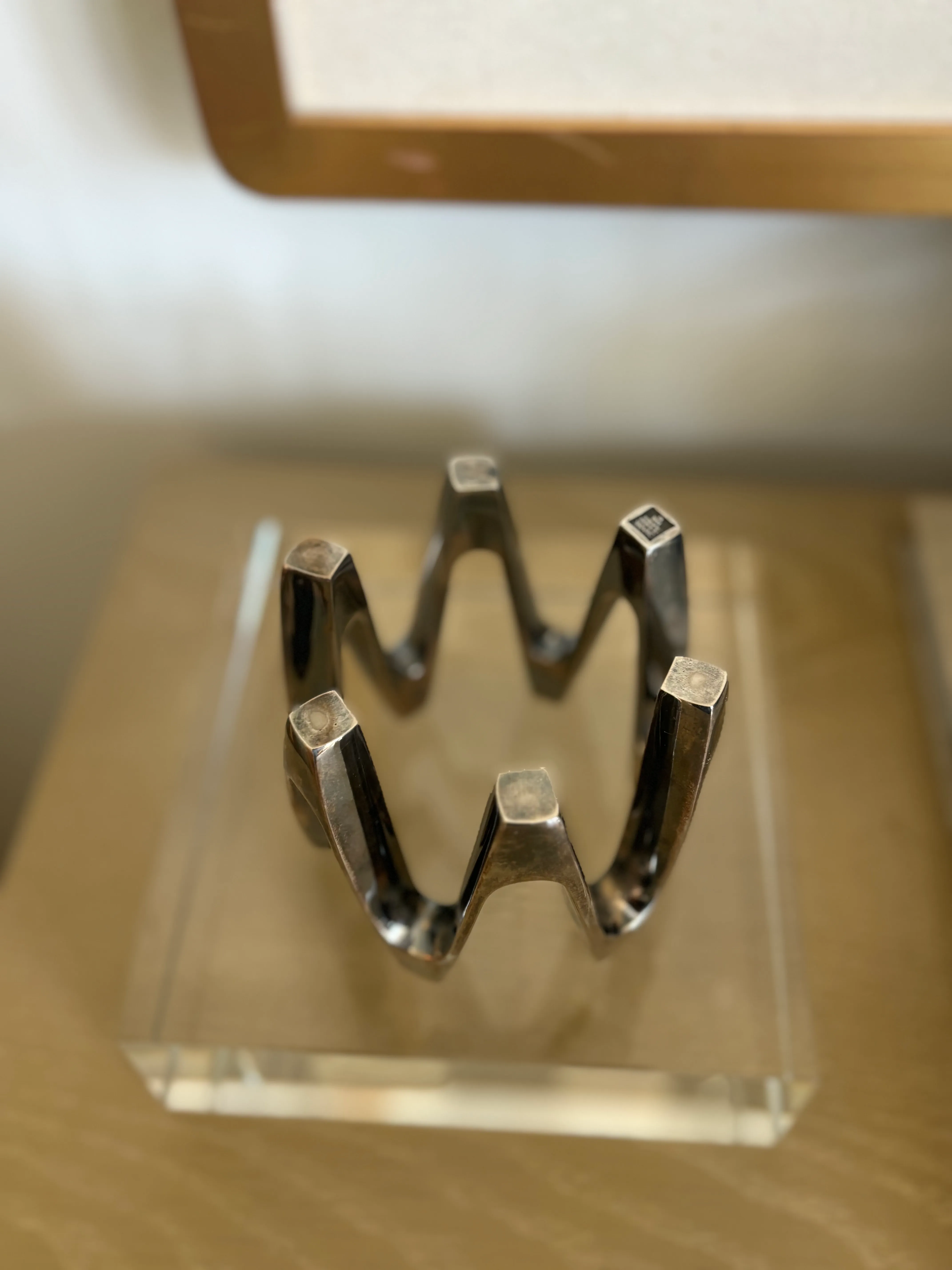 Vintage Modernist Silver-Plated Crown Candle Holder Designed by