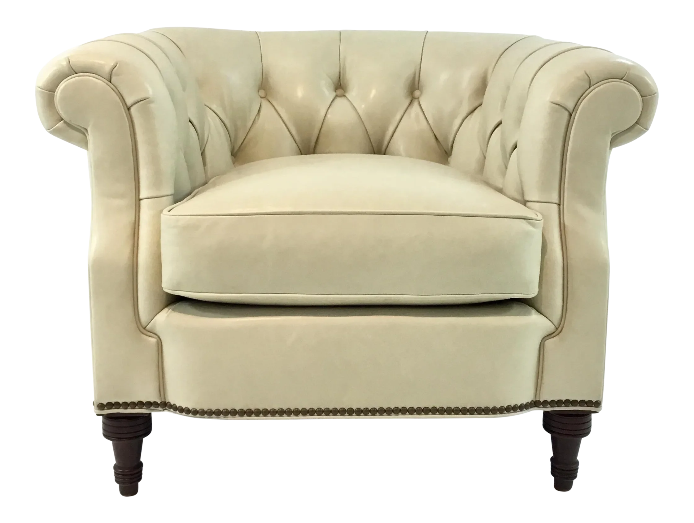 Transitional Hickory Chair Palmer Ivory Leather Club Chair Chairish