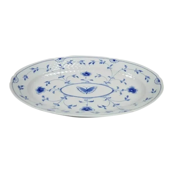 Early 20th Century Oval Platter 15 Bing and Grondahl B&g Kjøbenhavn Denmark Butterfly Lace Blue