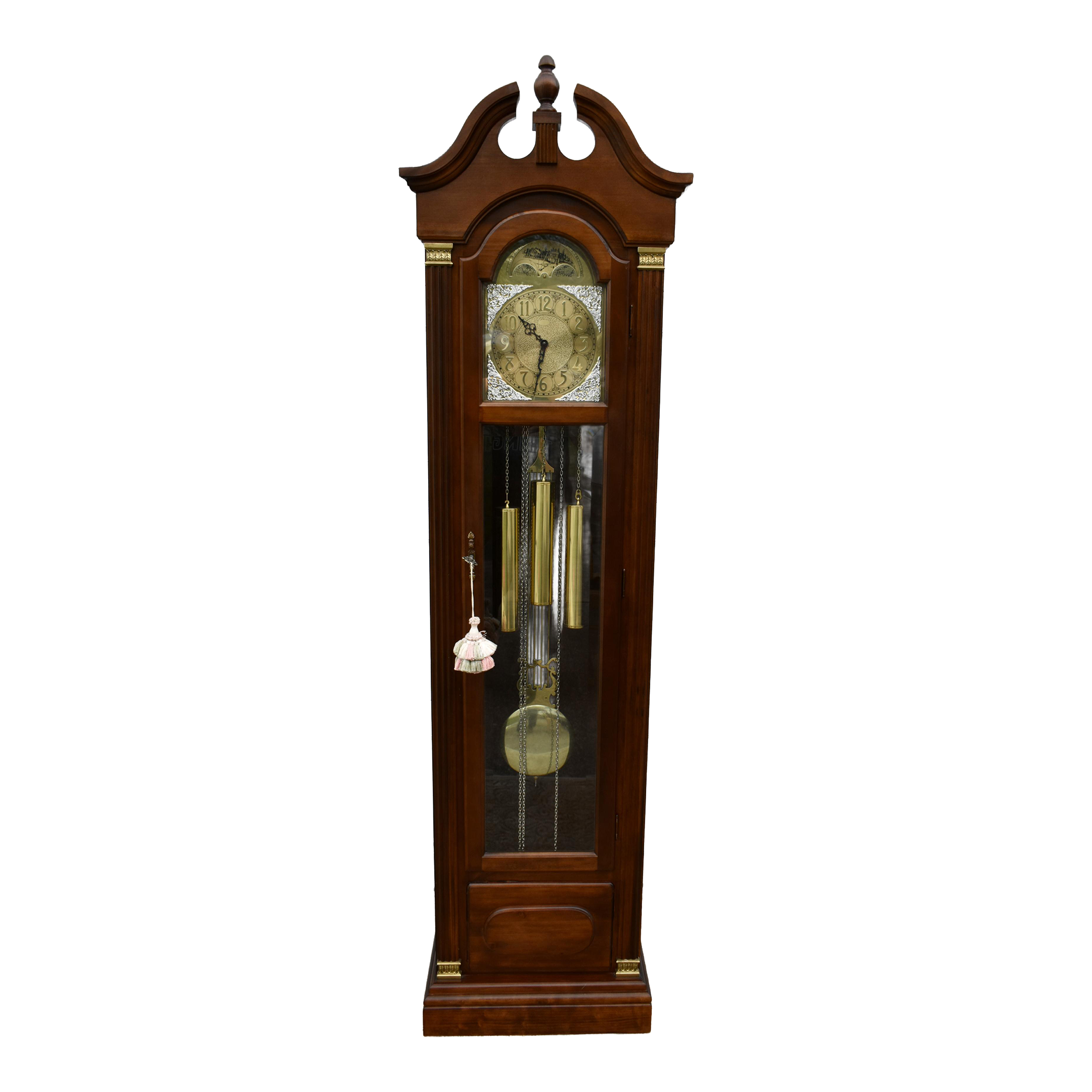 Vintage Hermle Traditional Mahogany Grandfathers Clock W/Weights