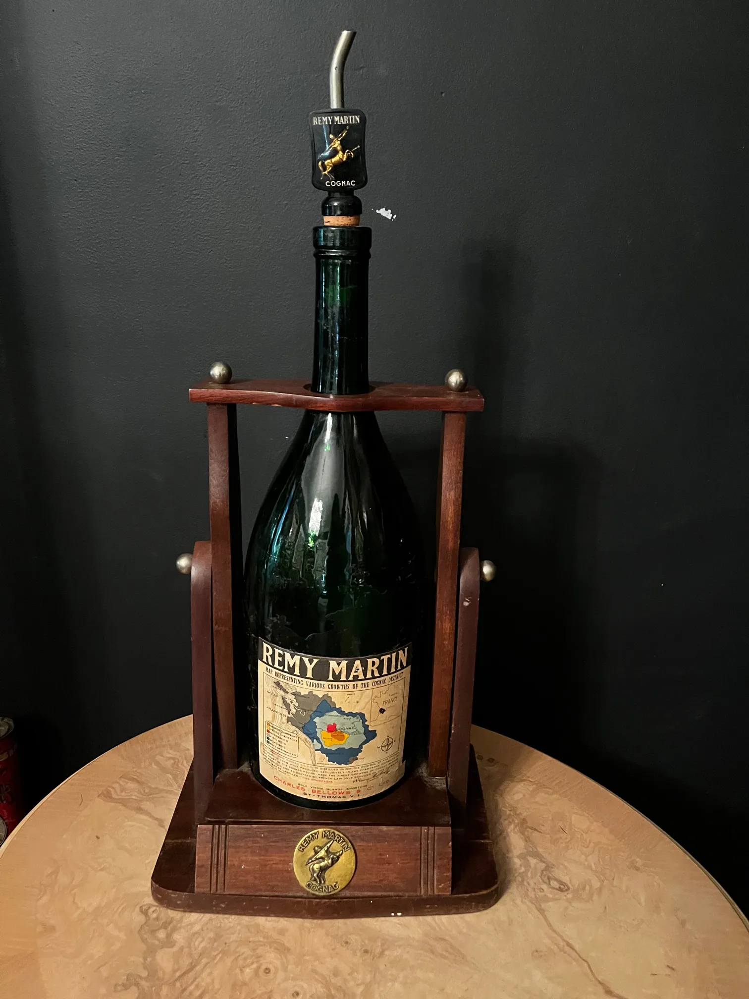 Vintage Remy Martin 3-Litre Bottle With Original Cradle Pouring