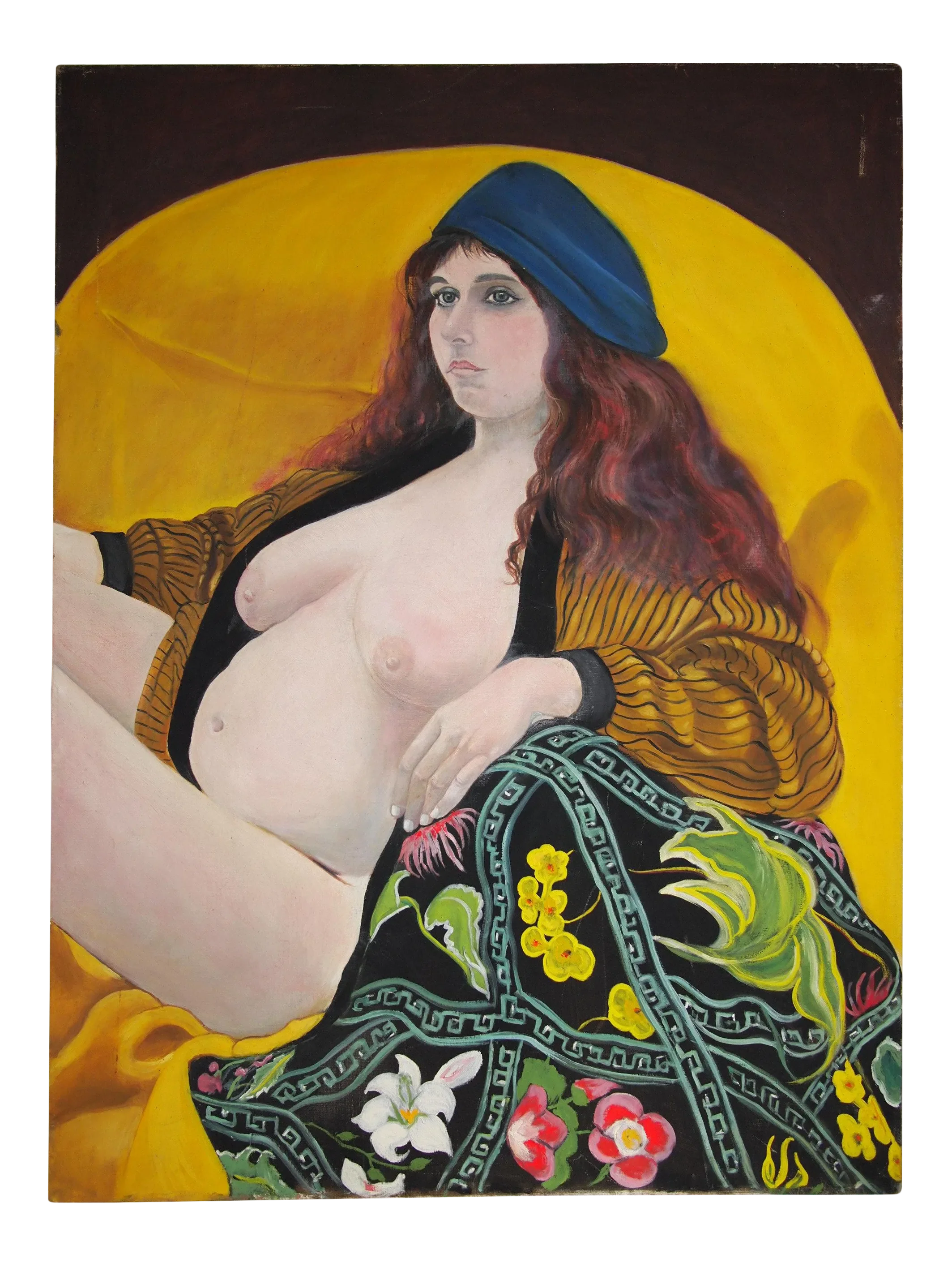 Original Greta Thyssen Guenther Large Nude Portrait of Pregnant Woman -  40x30 | Chairish