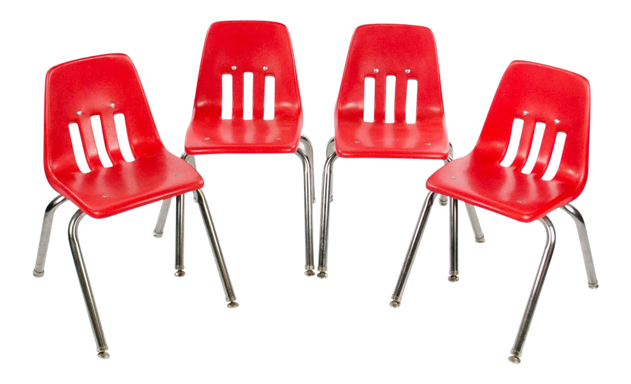 Virco MidCentury Red Stacking School Chairs Set of 4 Chairish