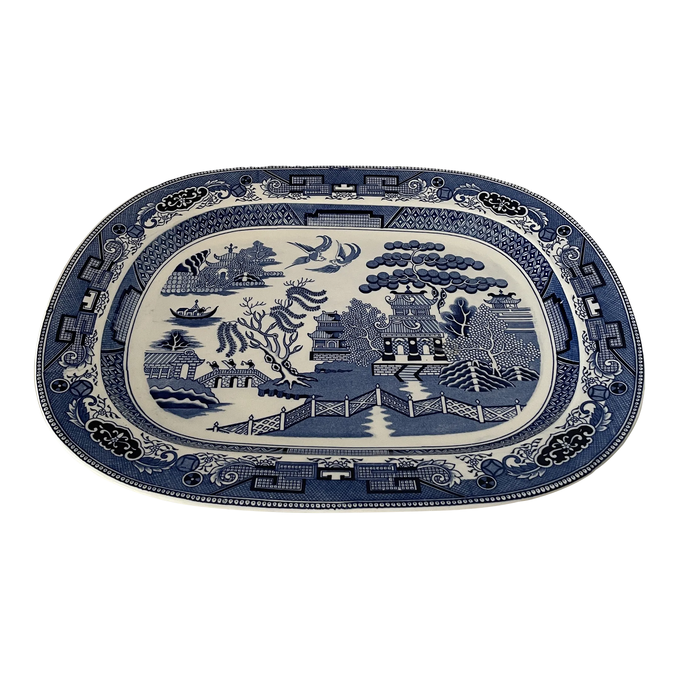 Vintage Albert Kessler & Company Hand-Painted Blue & White