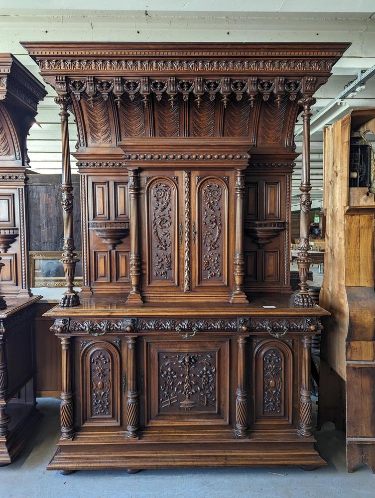 Large Renaissance Buffet in Walnut, Set of 2