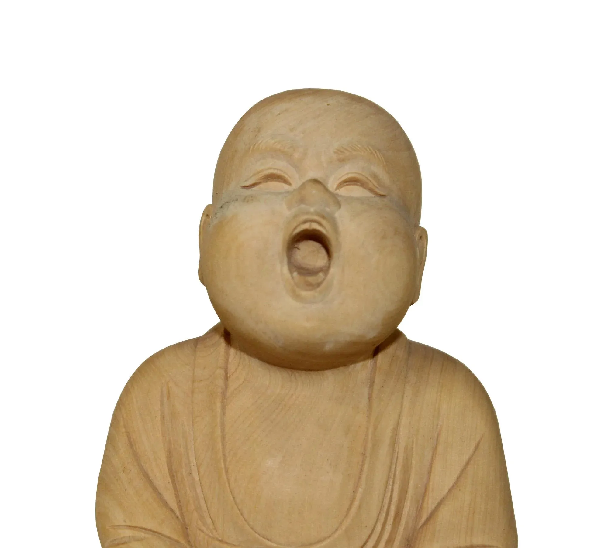 Artist Crafter Light Wood Color Meditate Monk Statue Practicing Chanting Meditation