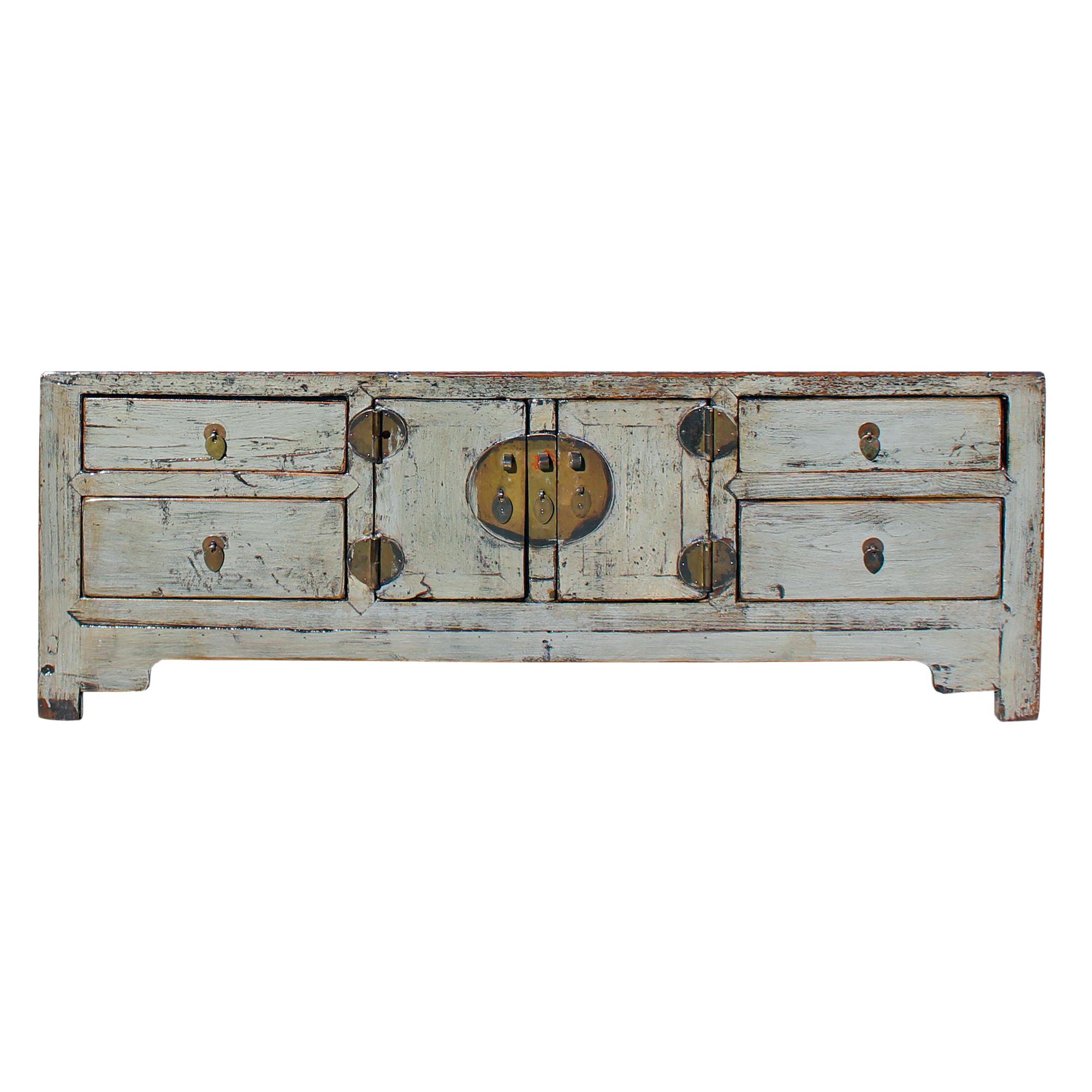 Chinese Distressed Light Gray Low Tv Console Table Cabinet Chairish