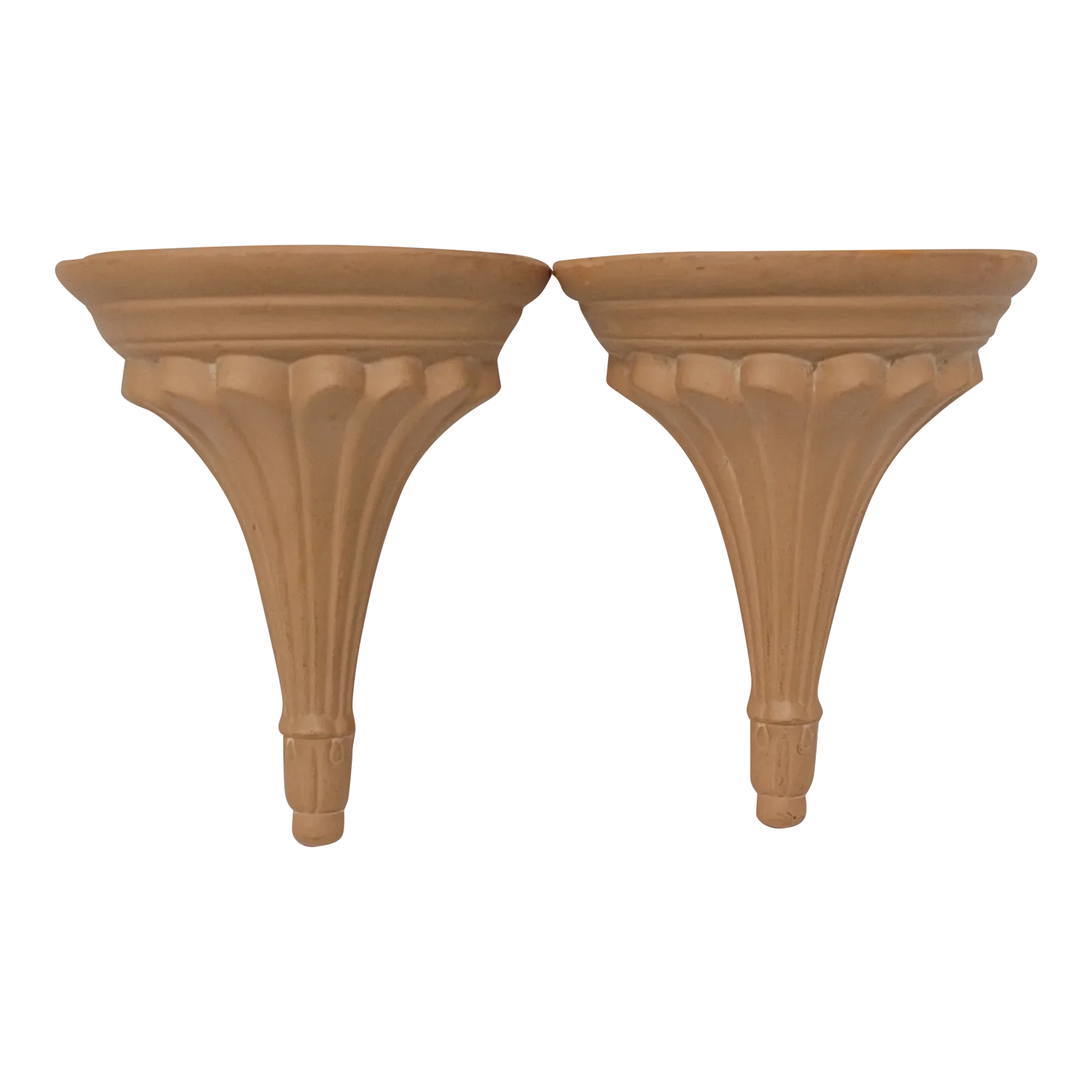 1980s Pair Vintage Clay Wall Sconces Display Shelf Pottery or Terra