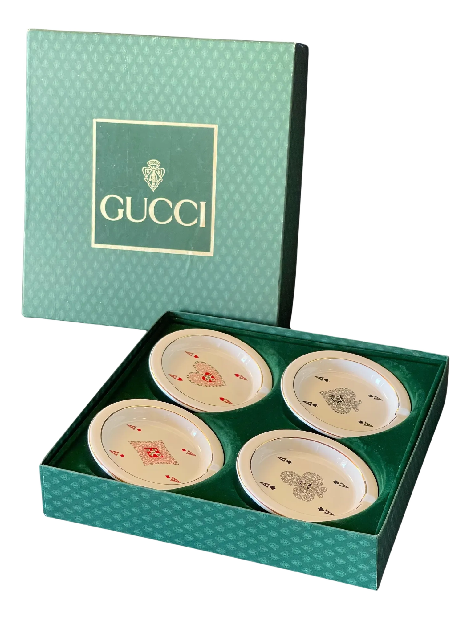 GUCCI Vintage Set of 4 Card Ashtrays | Chairish