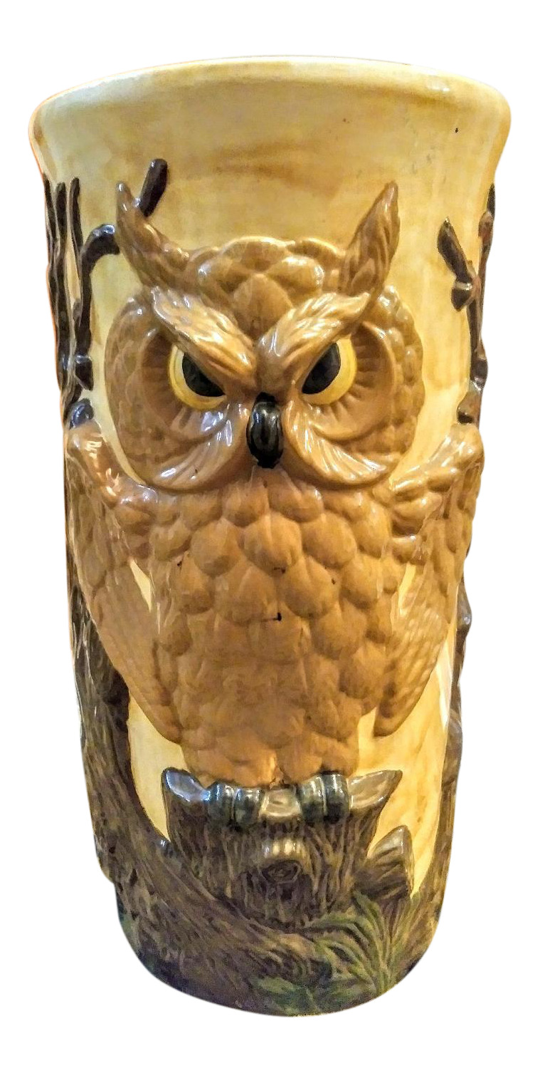 ceramic umbrella holder on Vintage Ceramic Owl Umbrella Holder Stand Chairish