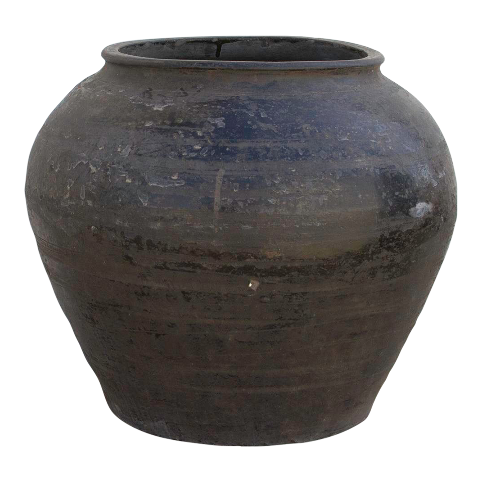 Large Black Clay Vase Chairish
