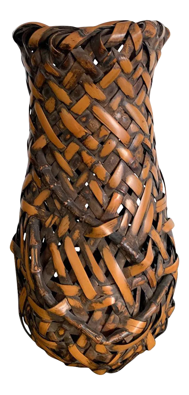 Japanese Hanging Bamboo Ikebana Basket Signed Chairish