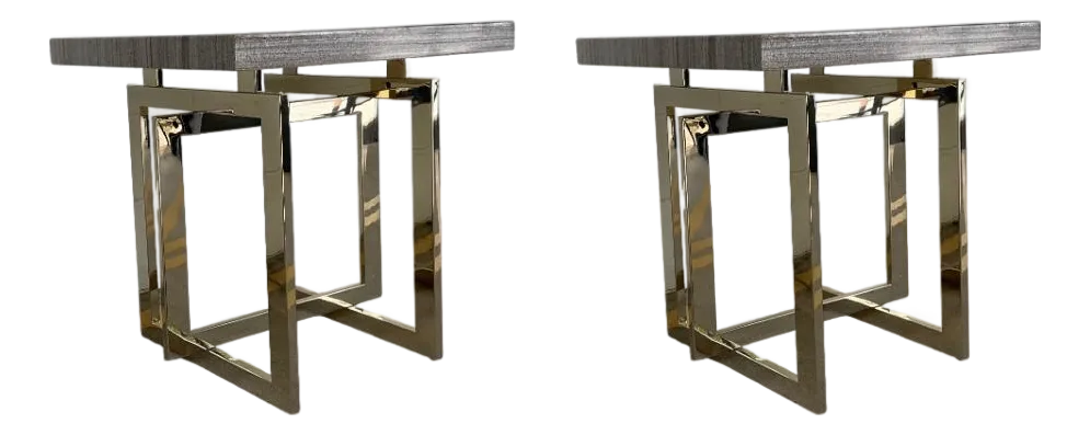 Caracole Modern Gray Stone Wish You Were Here End Tables Pair