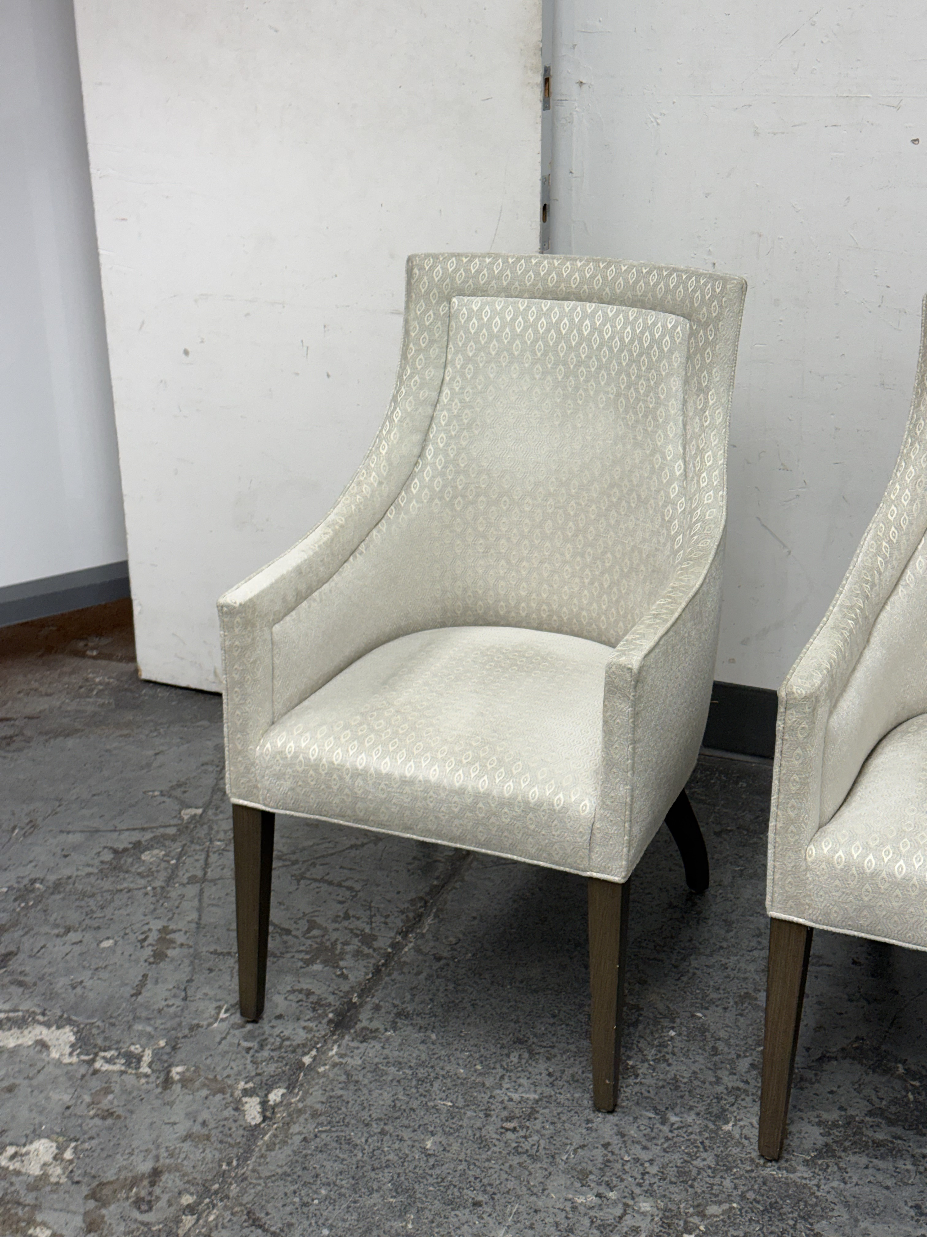 Custom Design Slope Arm Chairs, Pair
