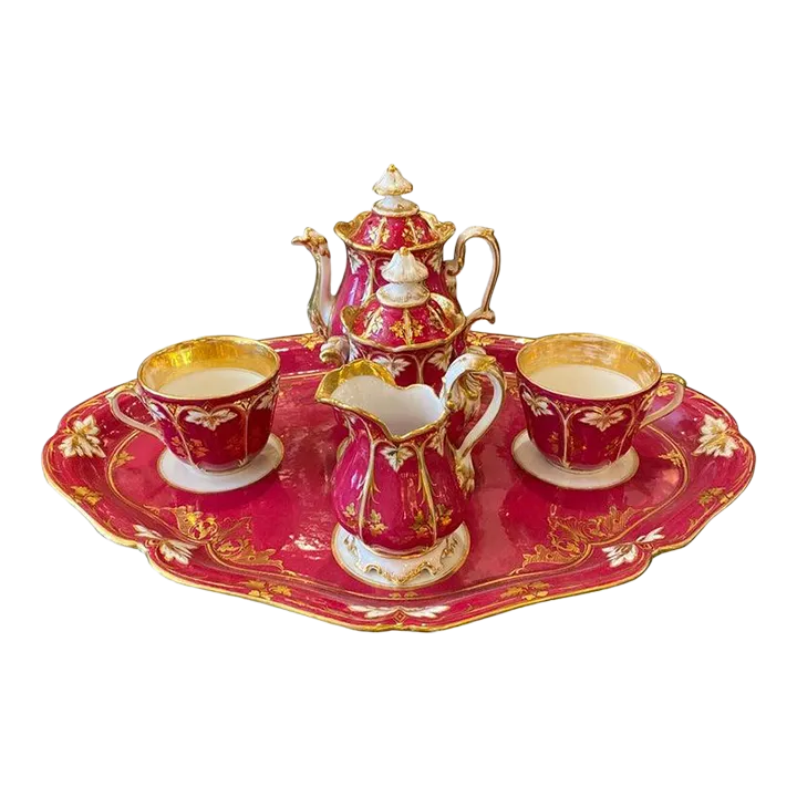 Circa 1875 French Porcelain Tete a Tete Tea Set 5 Pieces Chairish