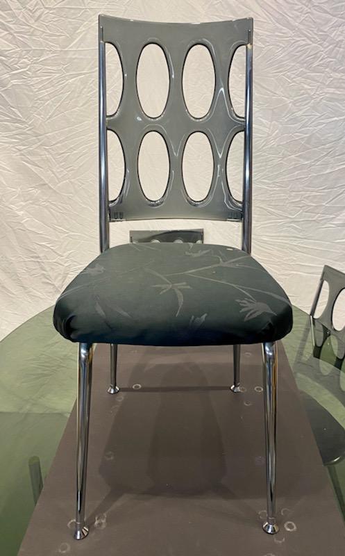 1970s Chromcraft Lucite High Back Dining Set With 6 Chairs Chrome