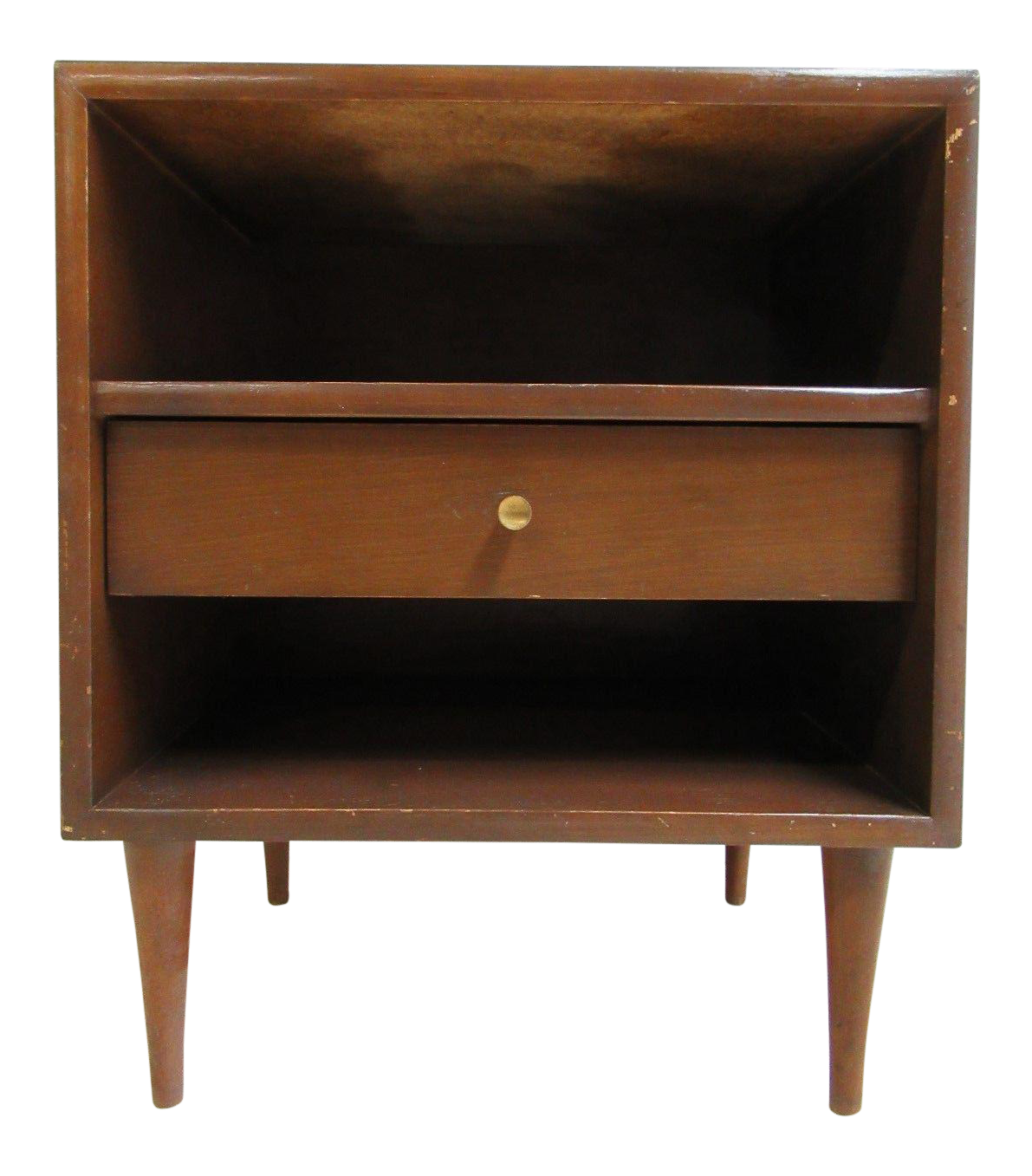 Vintage Danish Modern Low Slung Walnut Lamp End Table Night Stand