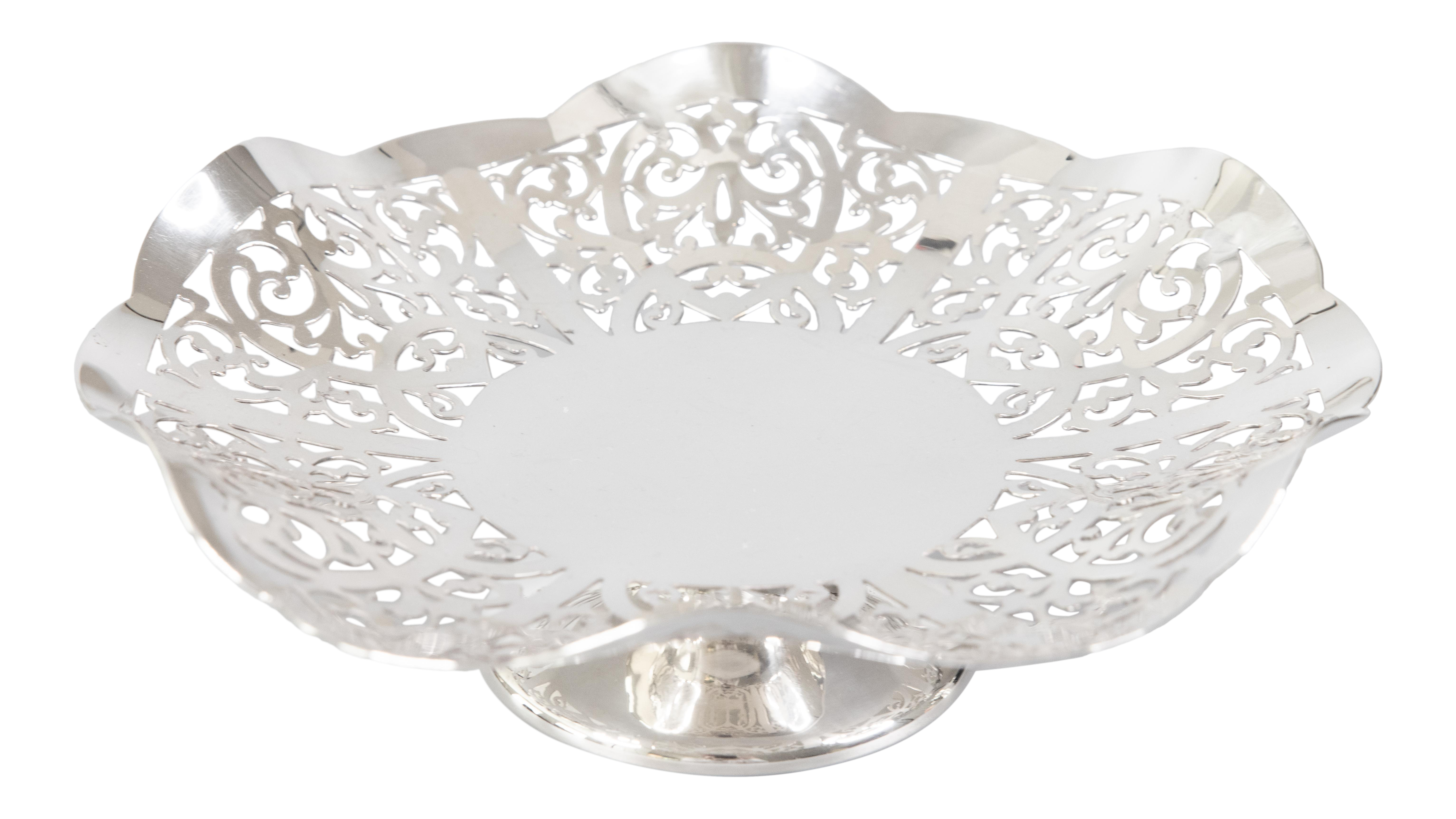 金属工芸 MAPPIN &amp; WEBB MAPPIN PLATE Pedestal Bowl English Mappin & Webb Silver Plate Reticulated Pedestal Bowl
