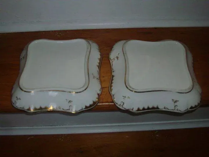 1810 Paris Porcelain Square Dessert Dishes - A Pair