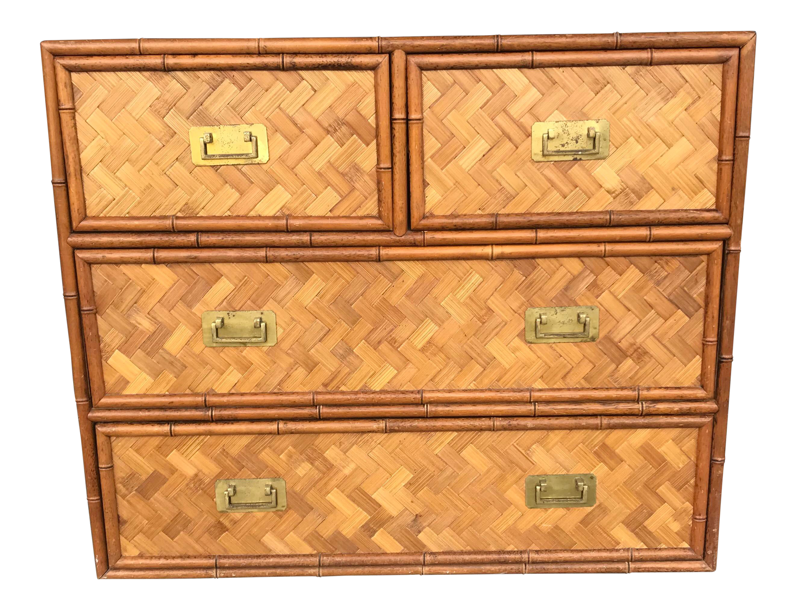Vintage Faux Bamboo Rattan Woven Chest Chairish
