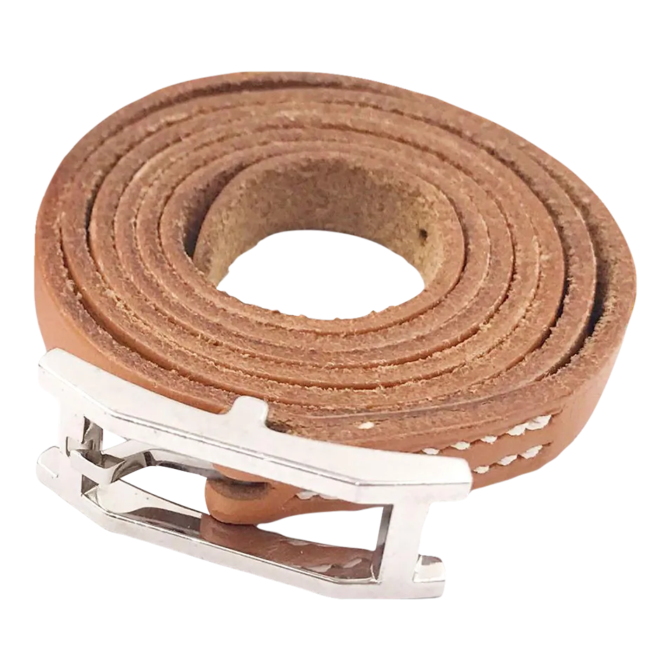Hermes Palladium H Belt Leather Wrap Bracelet | Chairish