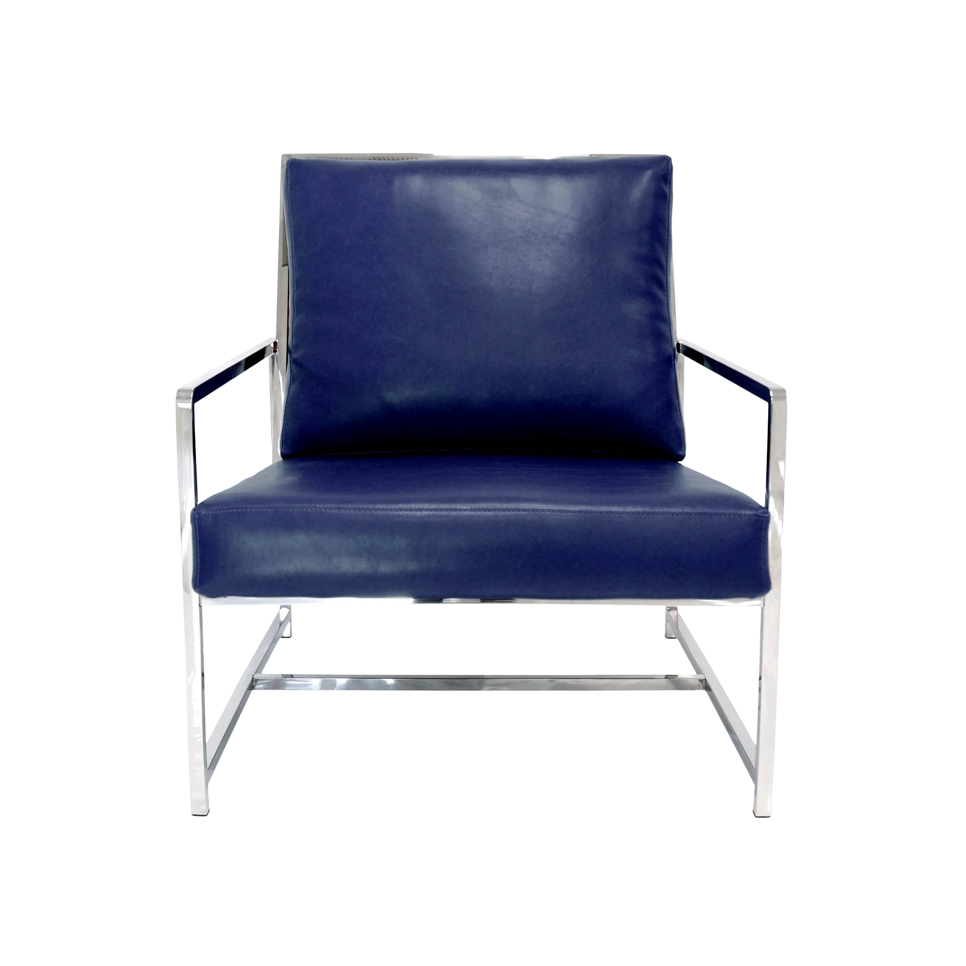 Pasargad Home Luxe Collection Navy Leather ChairScandinavian Style Dining Chairs, 1960s, Set of 4