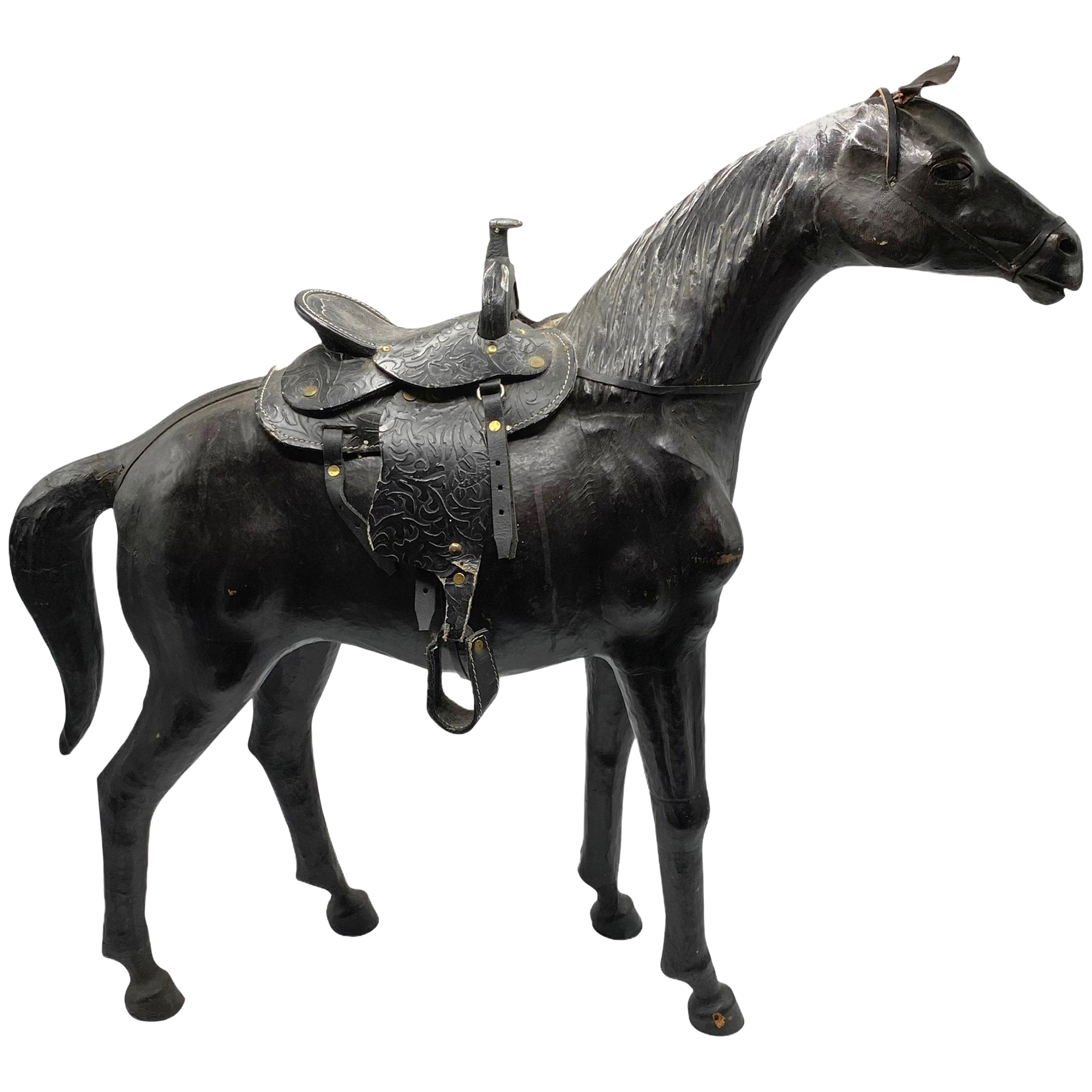 Vintage Leather Horse Figurine Chairish